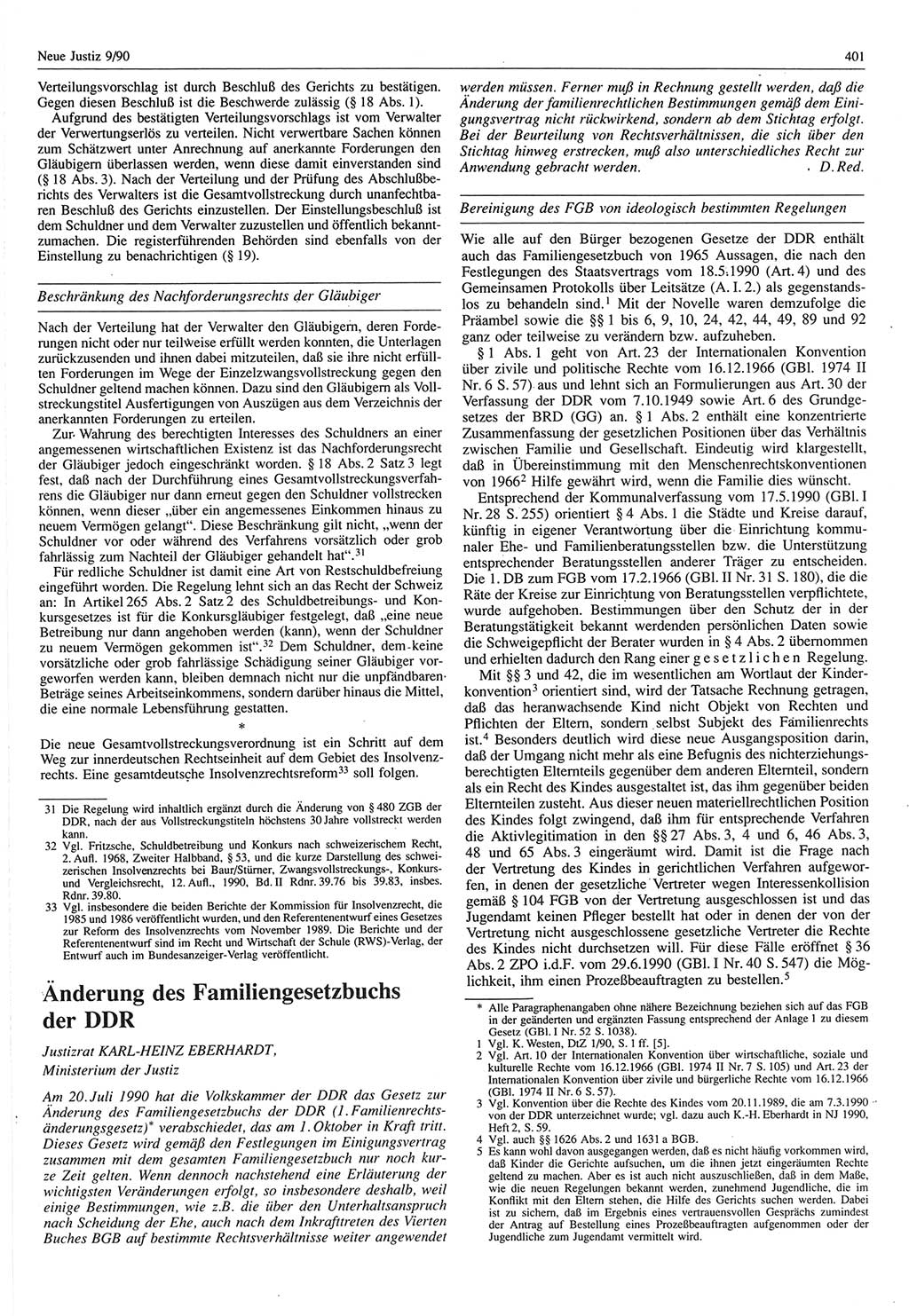 Neue Justiz (NJ), Zeitschrift für Rechtsetzung und Rechtsanwendung [Deutsche Demokratische Republik (DDR)], 44. Jahrgang 1990, Seite 401 (NJ DDR 1990, S. 401)