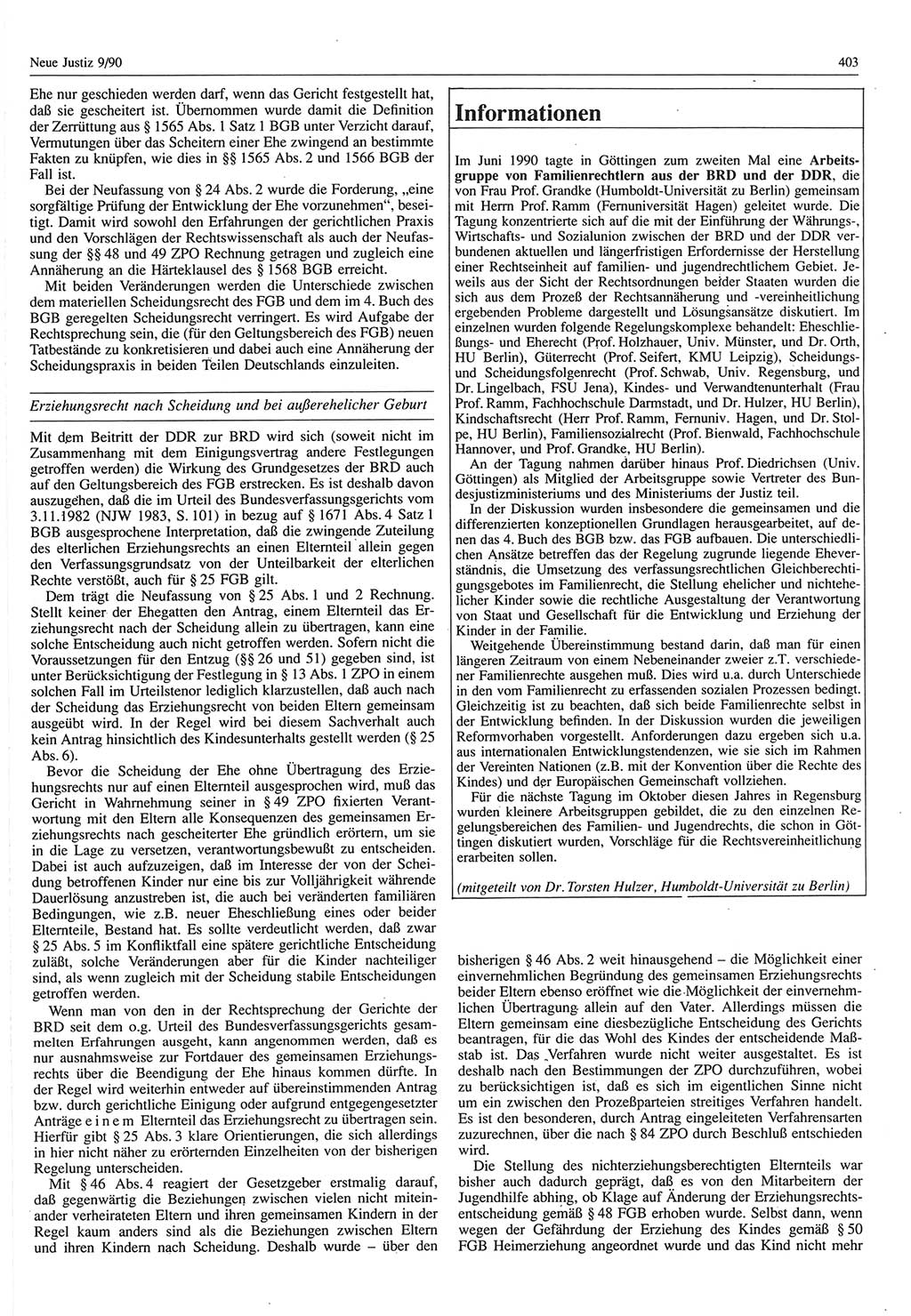 Neue Justiz (NJ), Zeitschrift für Rechtsetzung und Rechtsanwendung [Deutsche Demokratische Republik (DDR)], 44. Jahrgang 1990, Seite 403 (NJ DDR 1990, S. 403)