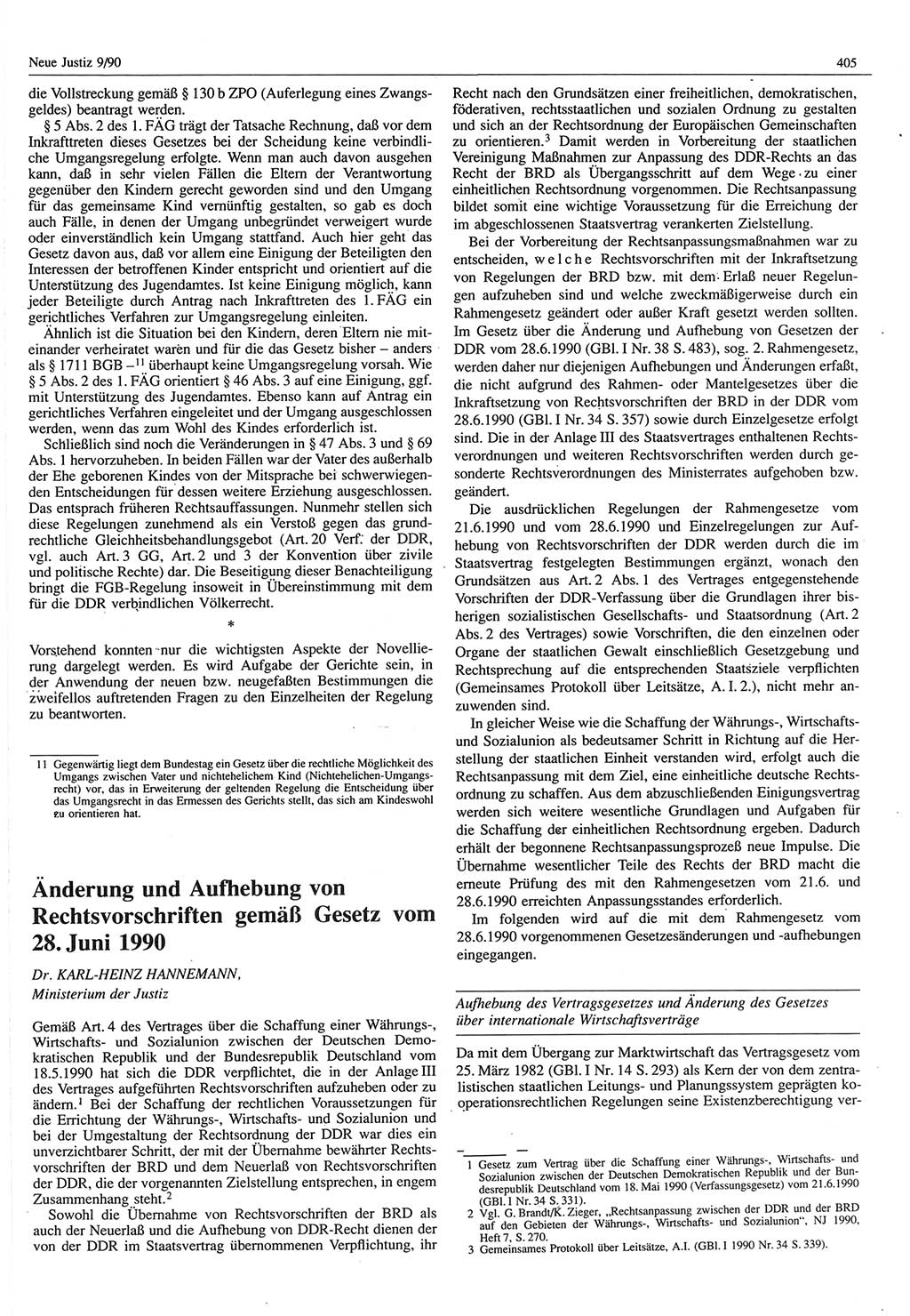 Neue Justiz (NJ), Zeitschrift für Rechtsetzung und Rechtsanwendung [Deutsche Demokratische Republik (DDR)], 44. Jahrgang 1990, Seite 405 (NJ DDR 1990, S. 405)
