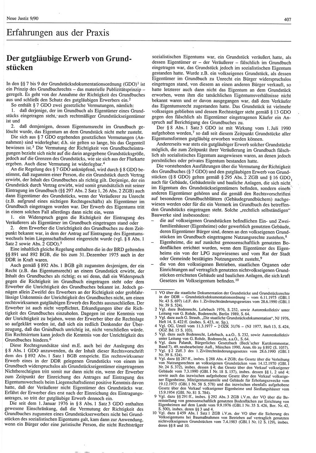 Neue Justiz (NJ), Zeitschrift für Rechtsetzung und Rechtsanwendung [Deutsche Demokratische Republik (DDR)], 44. Jahrgang 1990, Seite 407 (NJ DDR 1990, S. 407)