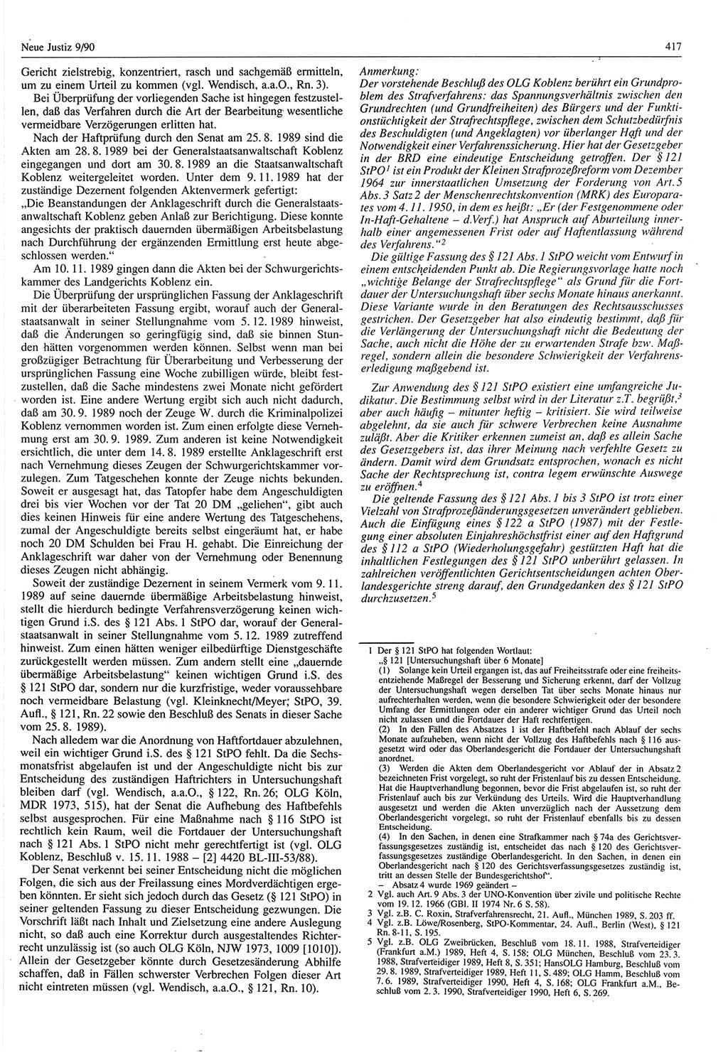 Neue Justiz (NJ), Zeitschrift für Rechtsetzung und Rechtsanwendung [Deutsche Demokratische Republik (DDR)], 44. Jahrgang 1990, Seite 417 (NJ DDR 1990, S. 417)