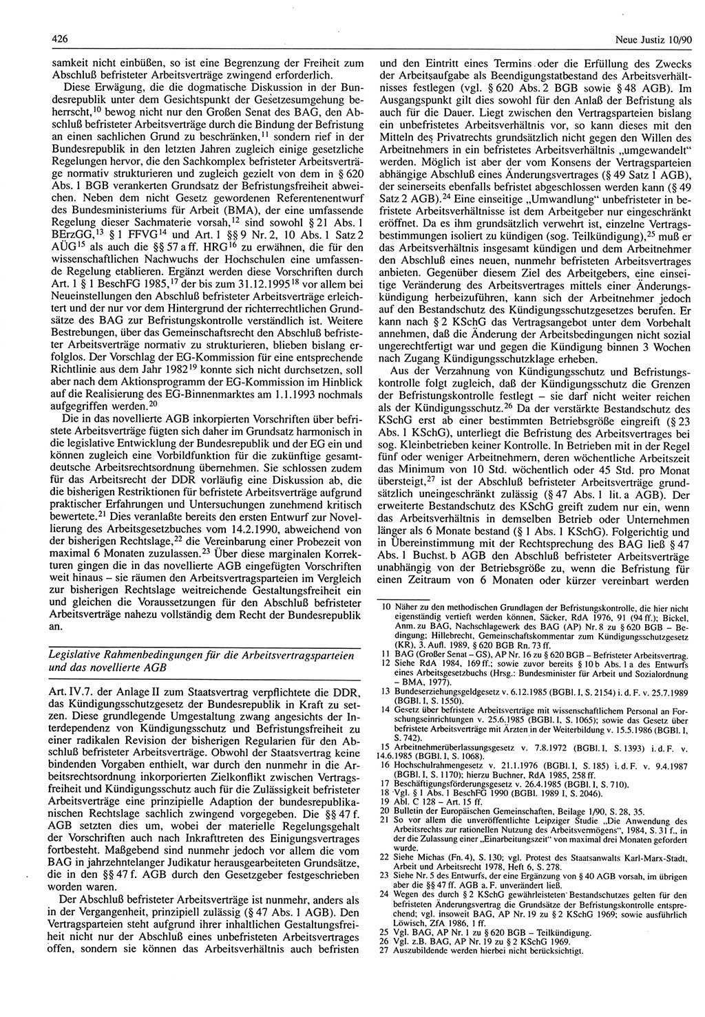 Neue Justiz (NJ), Zeitschrift für Rechtsetzung und Rechtsanwendung [Deutsche Demokratische Republik (DDR)], 44. Jahrgang 1990, Seite 426 (NJ DDR 1990, S. 426)