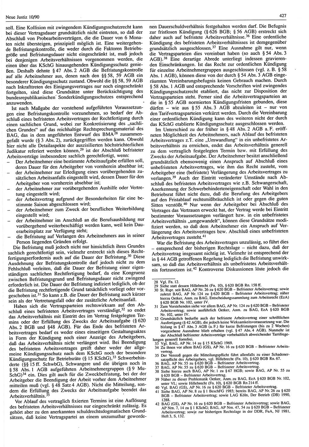 Neue Justiz (NJ), Zeitschrift für Rechtsetzung und Rechtsanwendung [Deutsche Demokratische Republik (DDR)], 44. Jahrgang 1990, Seite 427 (NJ DDR 1990, S. 427)
