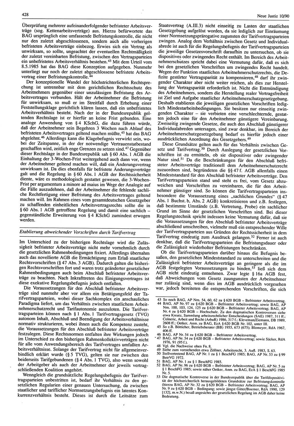 Neue Justiz (NJ), Zeitschrift für Rechtsetzung und Rechtsanwendung [Deutsche Demokratische Republik (DDR)], 44. Jahrgang 1990, Seite 428 (NJ DDR 1990, S. 428)