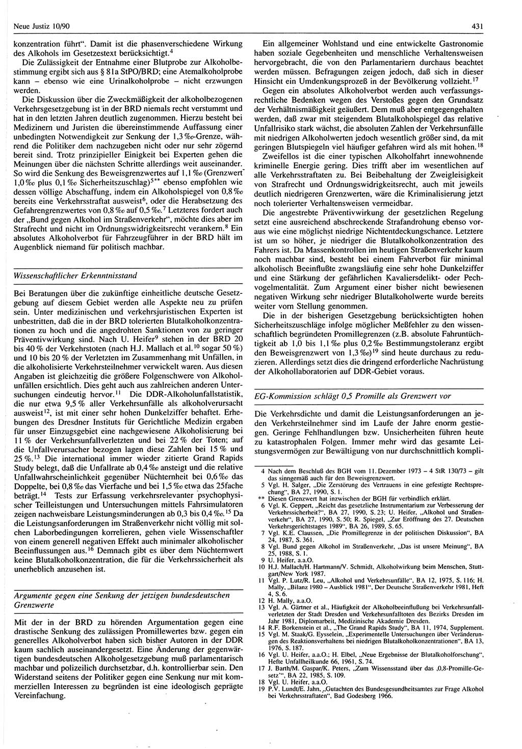 Neue Justiz (NJ), Zeitschrift für Rechtsetzung und Rechtsanwendung [Deutsche Demokratische Republik (DDR)], 44. Jahrgang 1990, Seite 431 (NJ DDR 1990, S. 431)