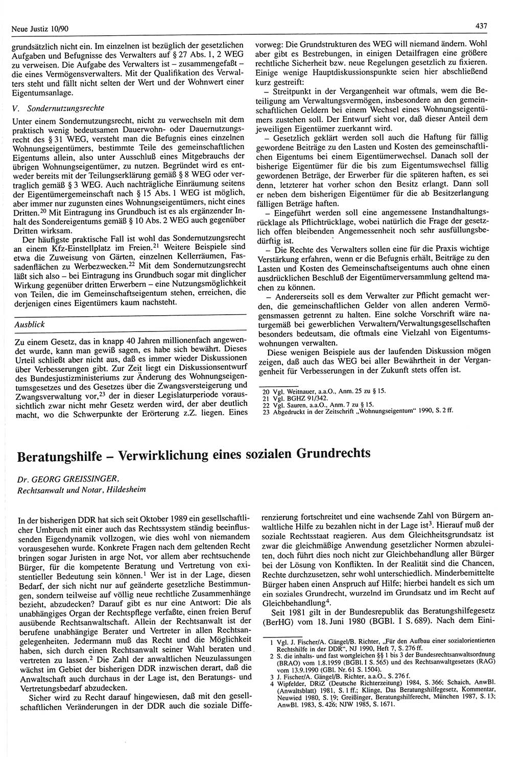 Neue Justiz (NJ), Zeitschrift für Rechtsetzung und Rechtsanwendung [Deutsche Demokratische Republik (DDR)], 44. Jahrgang 1990, Seite 437 (NJ DDR 1990, S. 437)