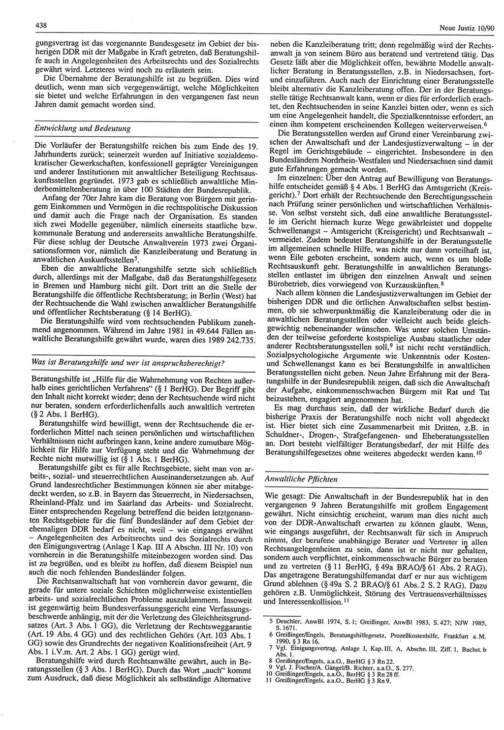 Neue Justiz (NJ), Zeitschrift für Rechtsetzung und Rechtsanwendung [Deutsche Demokratische Republik (DDR)], 44. Jahrgang 1990, Seite 438 (NJ DDR 1990, S. 438)