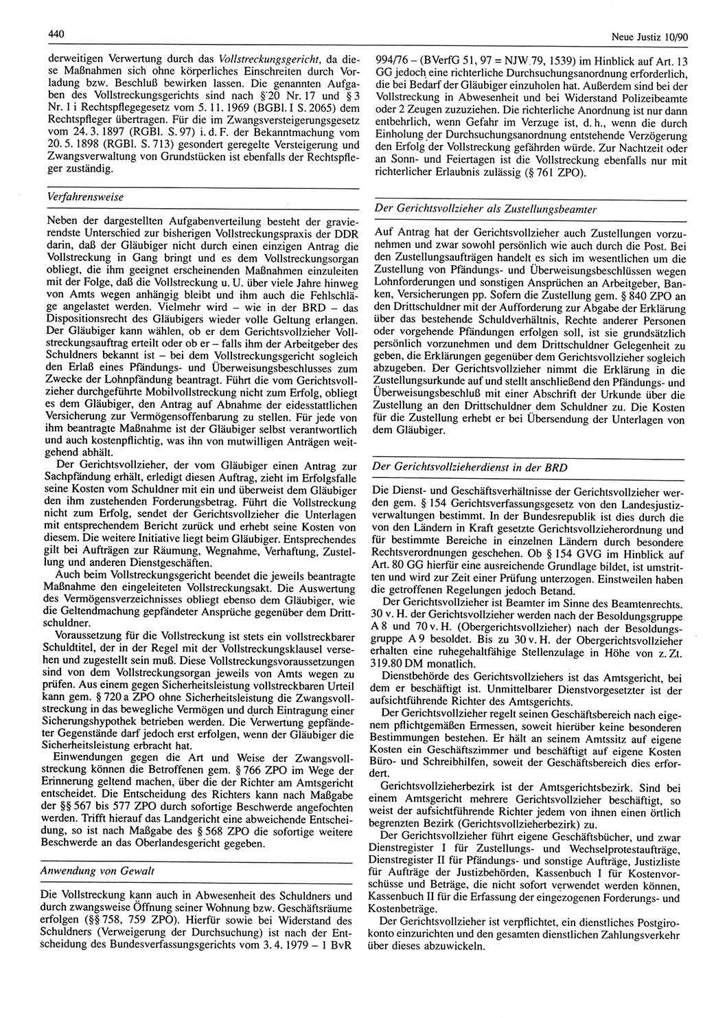 Neue Justiz (NJ), Zeitschrift für Rechtsetzung und Rechtsanwendung [Deutsche Demokratische Republik (DDR)], 44. Jahrgang 1990, Seite 440 (NJ DDR 1990, S. 440)