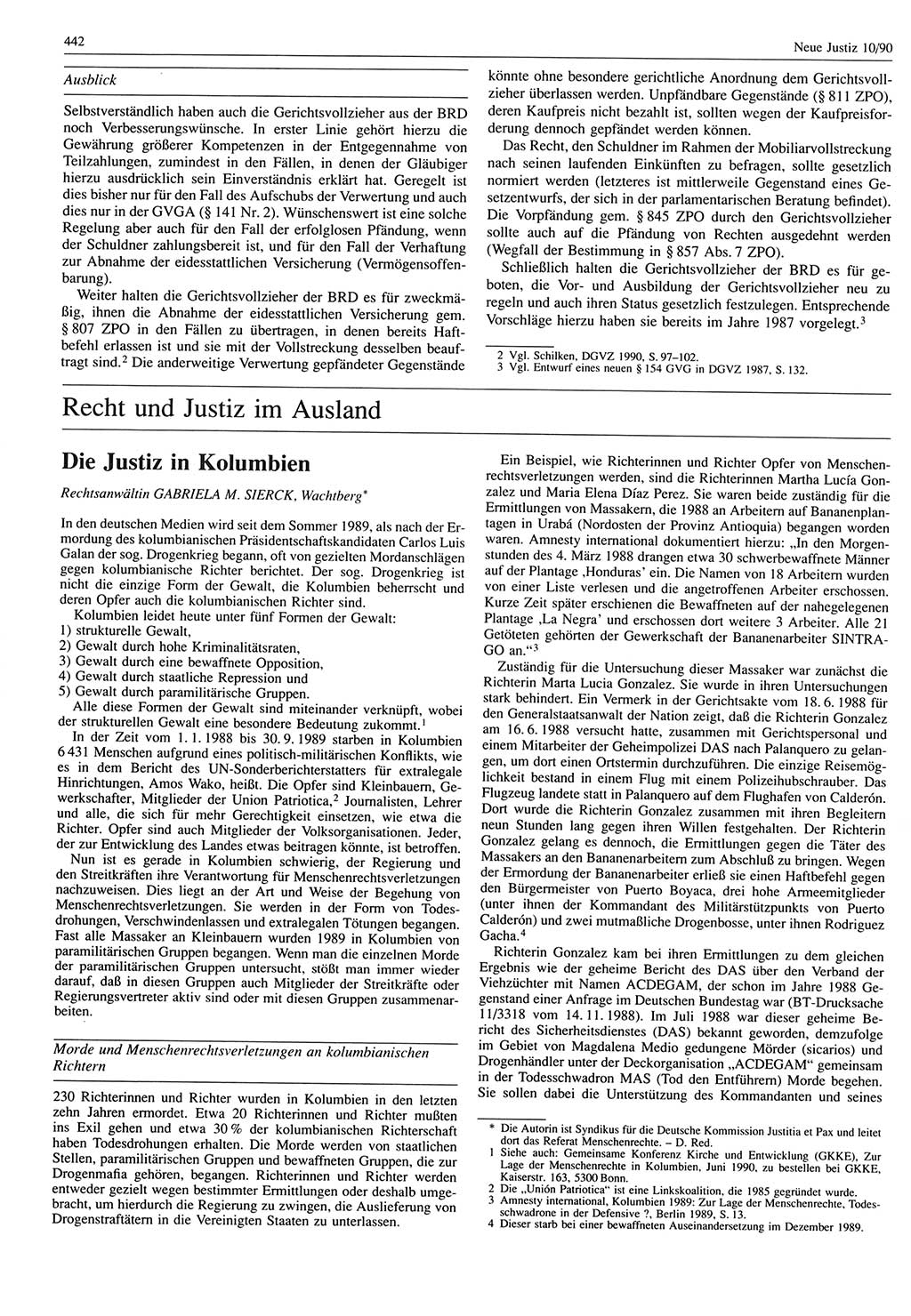 Neue Justiz (NJ), Zeitschrift für Rechtsetzung und Rechtsanwendung [Deutsche Demokratische Republik (DDR)], 44. Jahrgang 1990, Seite 442 (NJ DDR 1990, S. 442)