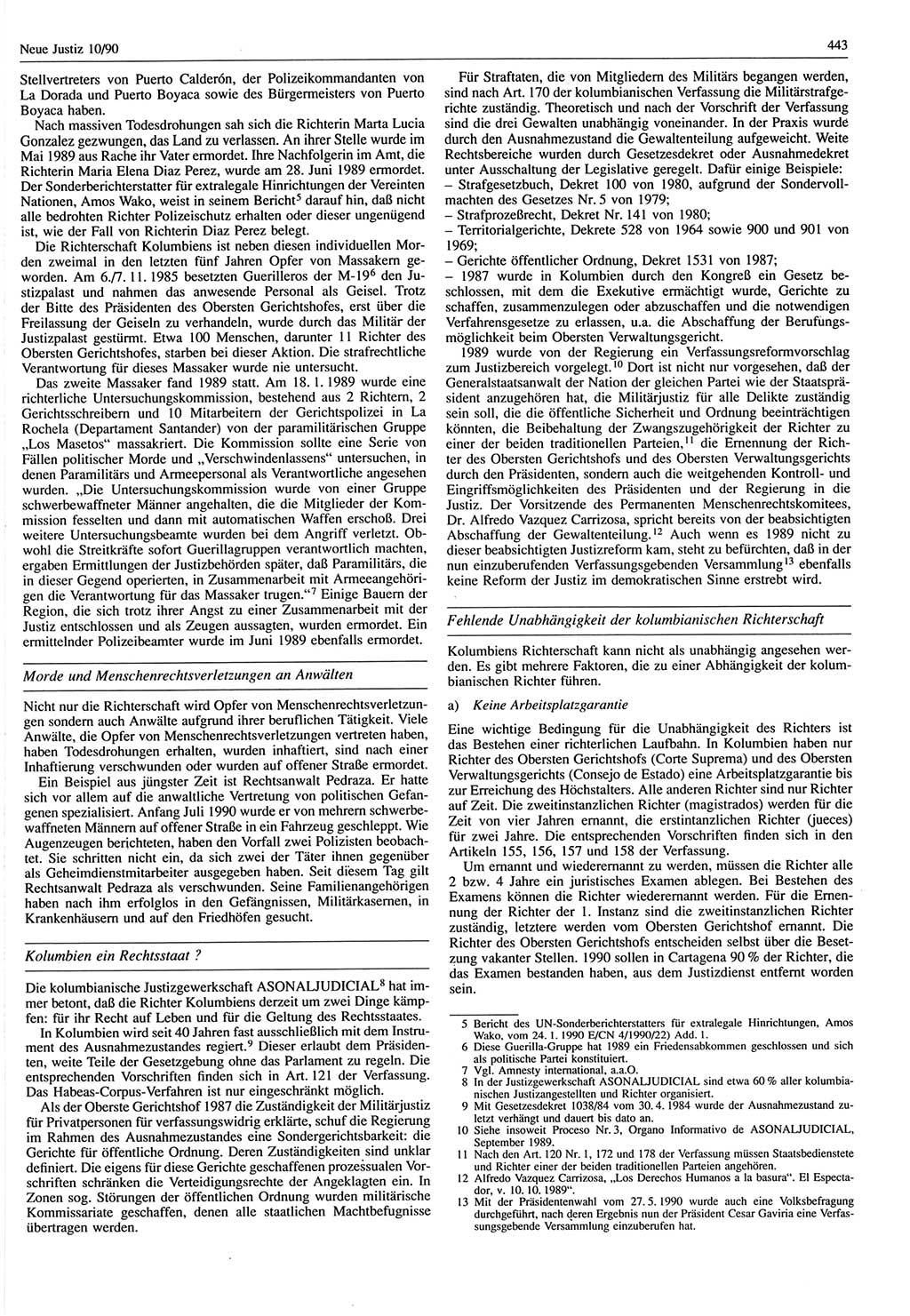 Neue Justiz (NJ), Zeitschrift für Rechtsetzung und Rechtsanwendung [Deutsche Demokratische Republik (DDR)], 44. Jahrgang 1990, Seite 443 (NJ DDR 1990, S. 443)