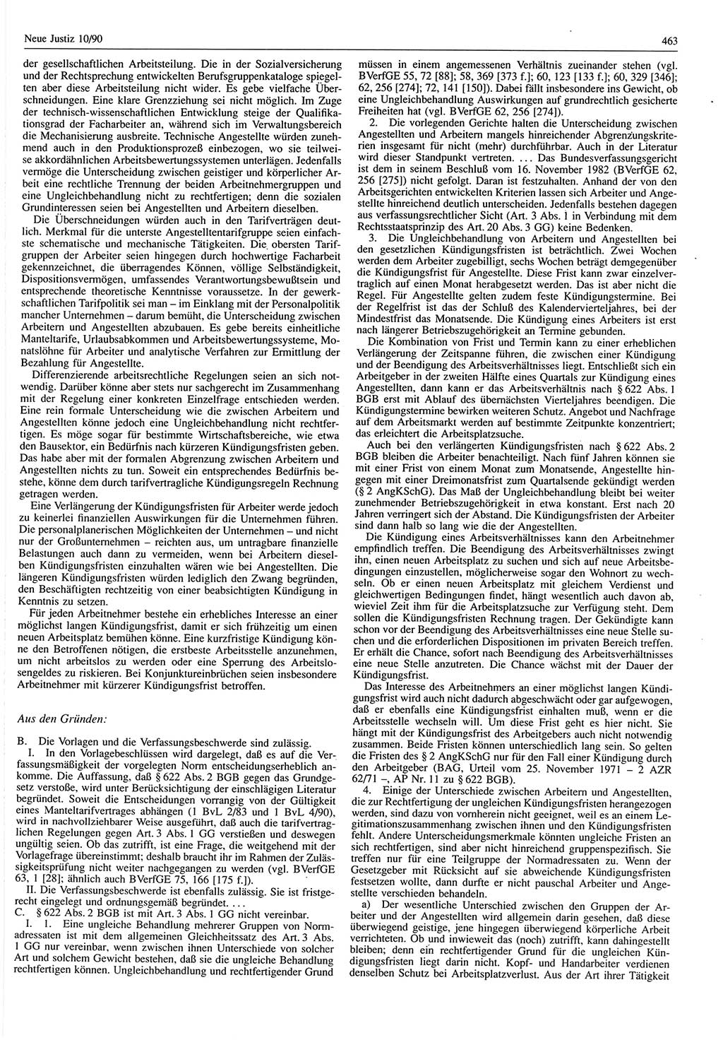 Neue Justiz (NJ), Zeitschrift für Rechtsetzung und Rechtsanwendung [Deutsche Demokratische Republik (DDR)], 44. Jahrgang 1990, Seite 463 (NJ DDR 1990, S. 463)