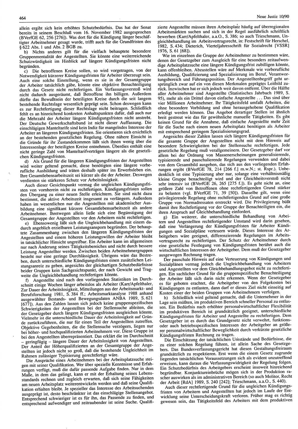 Neue Justiz (NJ), Zeitschrift für Rechtsetzung und Rechtsanwendung [Deutsche Demokratische Republik (DDR)], 44. Jahrgang 1990, Seite 464 (NJ DDR 1990, S. 464)