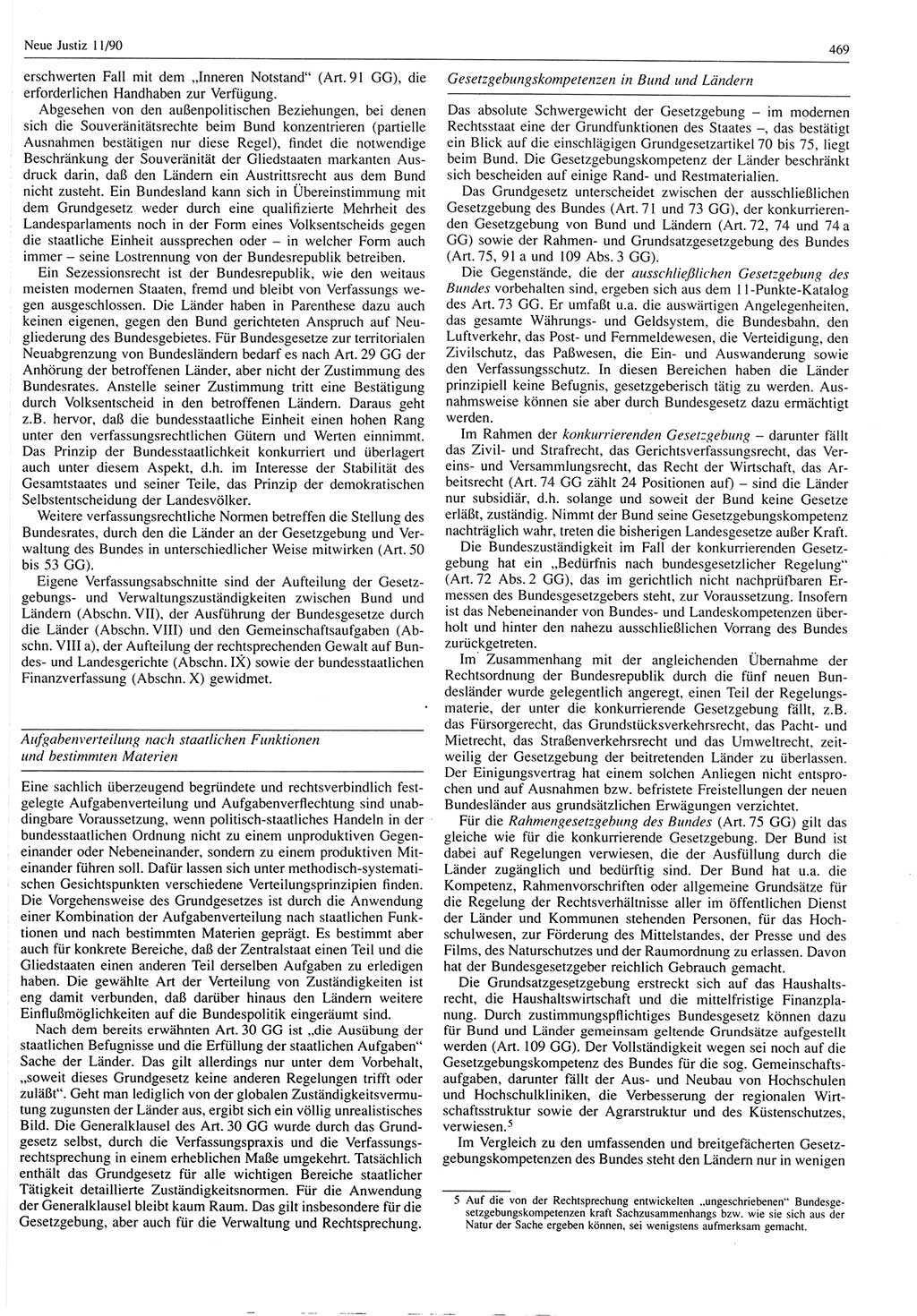 Neue Justiz (NJ), Zeitschrift für Rechtsetzung und Rechtsanwendung [Deutsche Demokratische Republik (DDR)], 44. Jahrgang 1990, Seite 469 (NJ DDR 1990, S. 469)