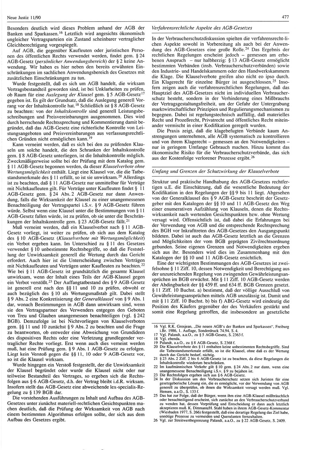 Neue Justiz (NJ), Zeitschrift für Rechtsetzung und Rechtsanwendung [Deutsche Demokratische Republik (DDR)], 44. Jahrgang 1990, Seite 477 (NJ DDR 1990, S. 477)