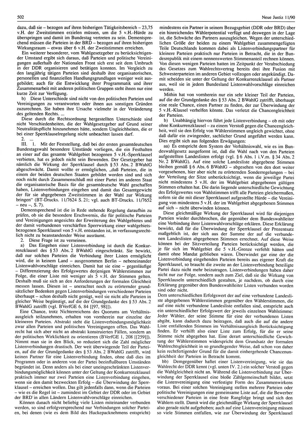 Neue Justiz (NJ), Zeitschrift für Rechtsetzung und Rechtsanwendung [Deutsche Demokratische Republik (DDR)], 44. Jahrgang 1990, Seite 502 (NJ DDR 1990, S. 502)