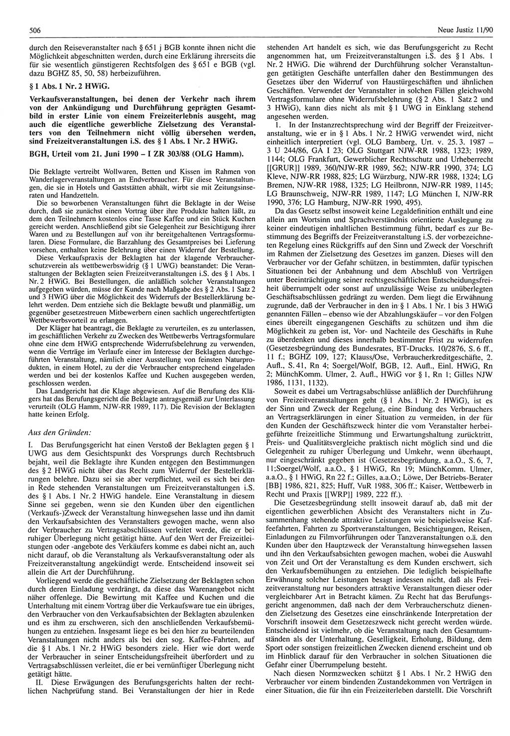Neue Justiz (NJ), Zeitschrift für Rechtsetzung und Rechtsanwendung [Deutsche Demokratische Republik (DDR)], 44. Jahrgang 1990, Seite 506 (NJ DDR 1990, S. 506)