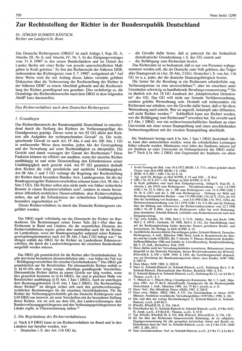 Neue Justiz (NJ), Zeitschrift für Rechtsetzung und Rechtsanwendung [Deutsche Demokratische Republik (DDR)], 44. Jahrgang 1990, Seite 520 (NJ DDR 1990, S. 520)