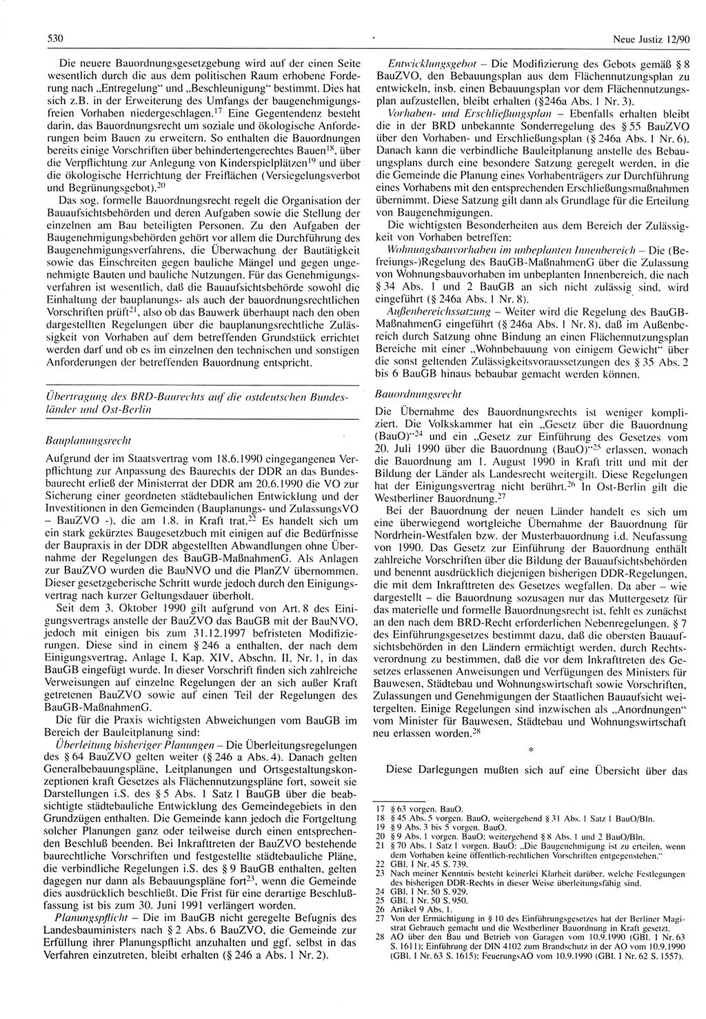 Neue Justiz (NJ), Zeitschrift für Rechtsetzung und Rechtsanwendung [Deutsche Demokratische Republik (DDR)], 44. Jahrgang 1990, Seite 530 (NJ DDR 1990, S. 530)