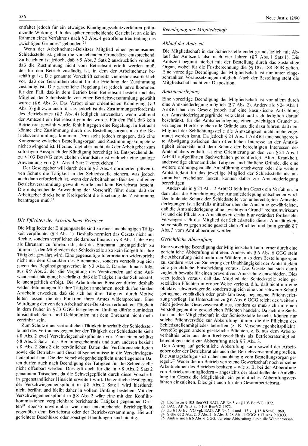 Neue Justiz (NJ), Zeitschrift für Rechtsetzung und Rechtsanwendung [Deutsche Demokratische Republik (DDR)], 44. Jahrgang 1990, Seite 536 (NJ DDR 1990, S. 536)