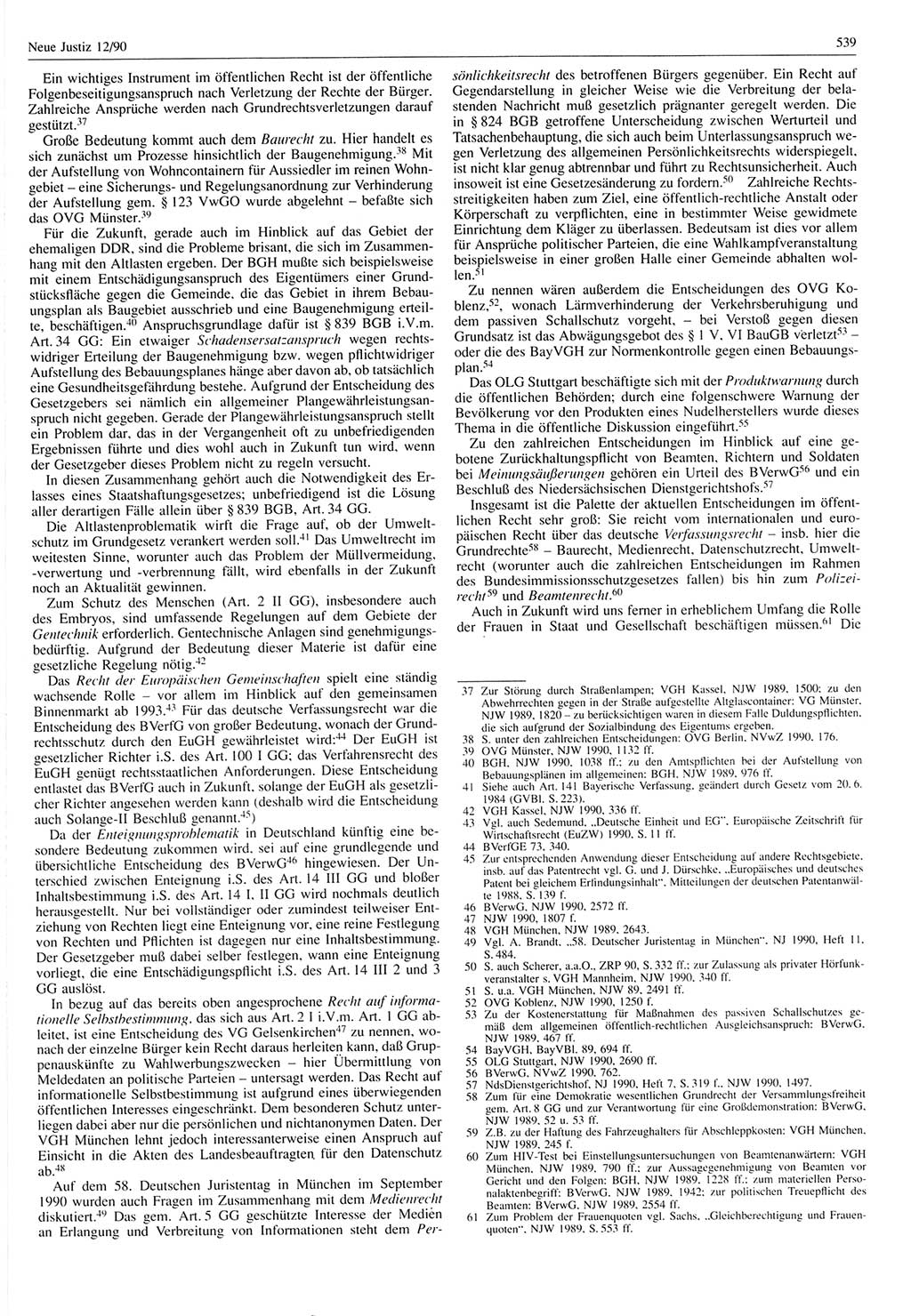 Neue Justiz (NJ), Zeitschrift für Rechtsetzung und Rechtsanwendung [Deutsche Demokratische Republik (DDR)], 44. Jahrgang 1990, Seite 539 (NJ DDR 1990, S. 539)