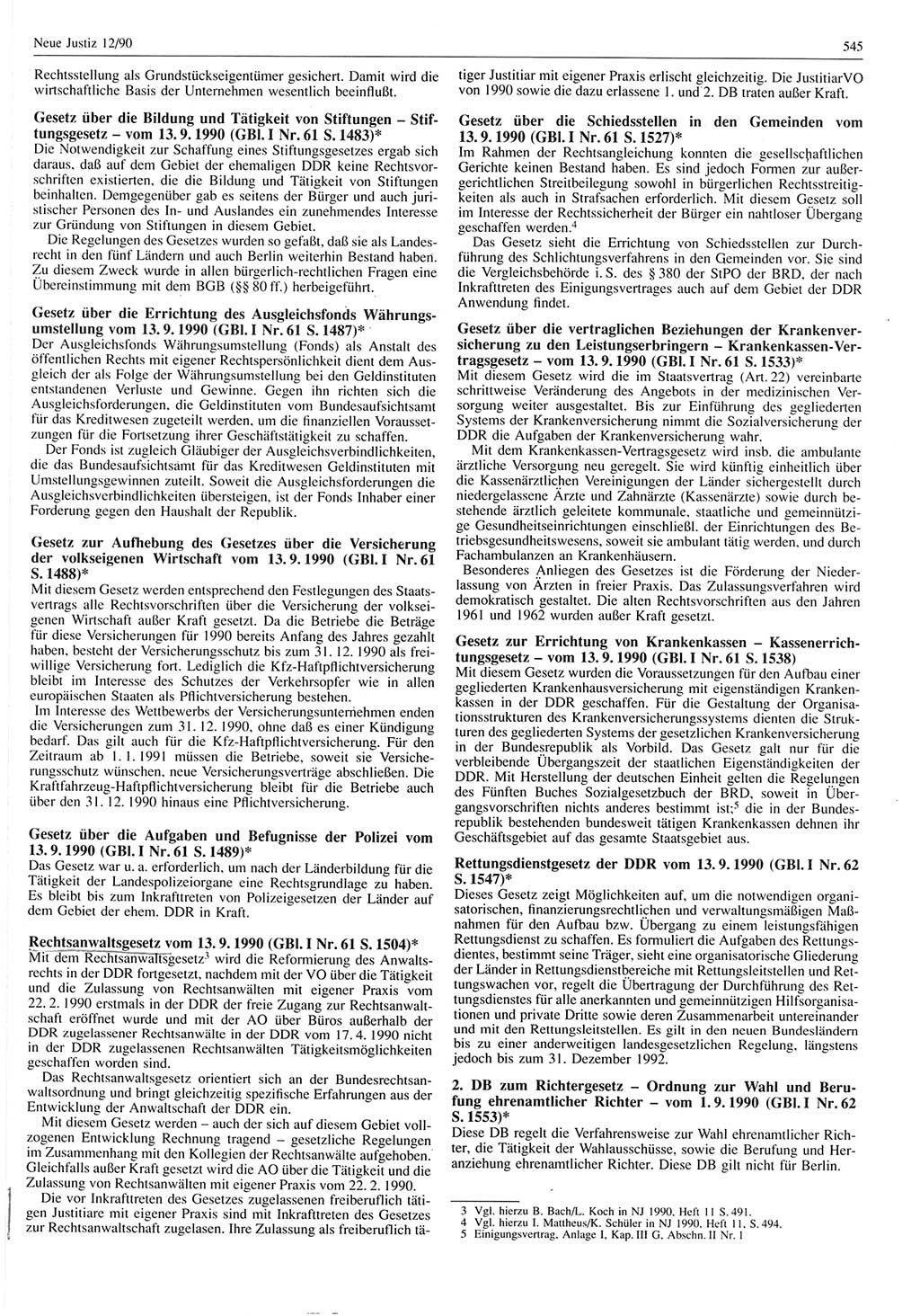 Neue Justiz (NJ), Zeitschrift für Rechtsetzung und Rechtsanwendung [Deutsche Demokratische Republik (DDR)], 44. Jahrgang 1990, Seite 545 (NJ DDR 1990, S. 545)