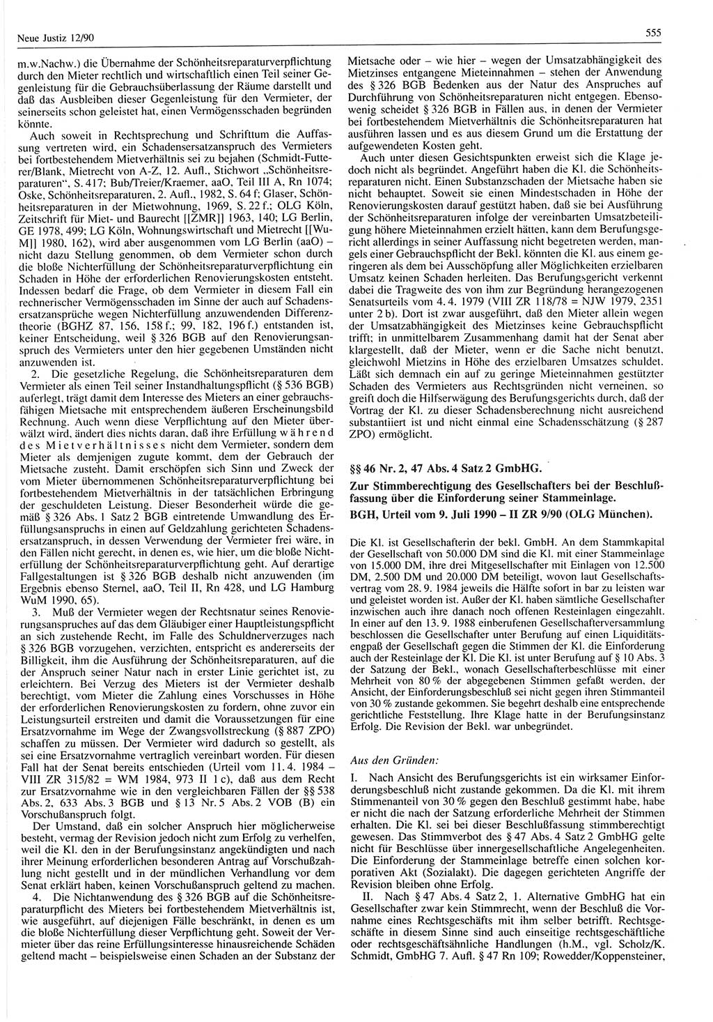 Neue Justiz (NJ), Zeitschrift für Rechtsetzung und Rechtsanwendung [Deutsche Demokratische Republik (DDR)], 44. Jahrgang 1990, Seite 555 (NJ DDR 1990, S. 555)