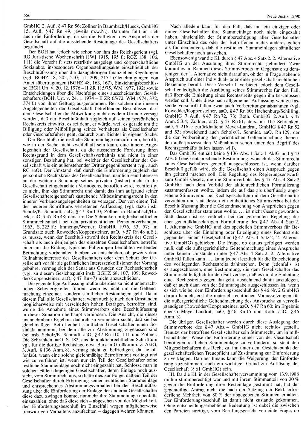 Neue Justiz (NJ), Zeitschrift für Rechtsetzung und Rechtsanwendung [Deutsche Demokratische Republik (DDR)], 44. Jahrgang 1990, Seite 556 (NJ DDR 1990, S. 556)