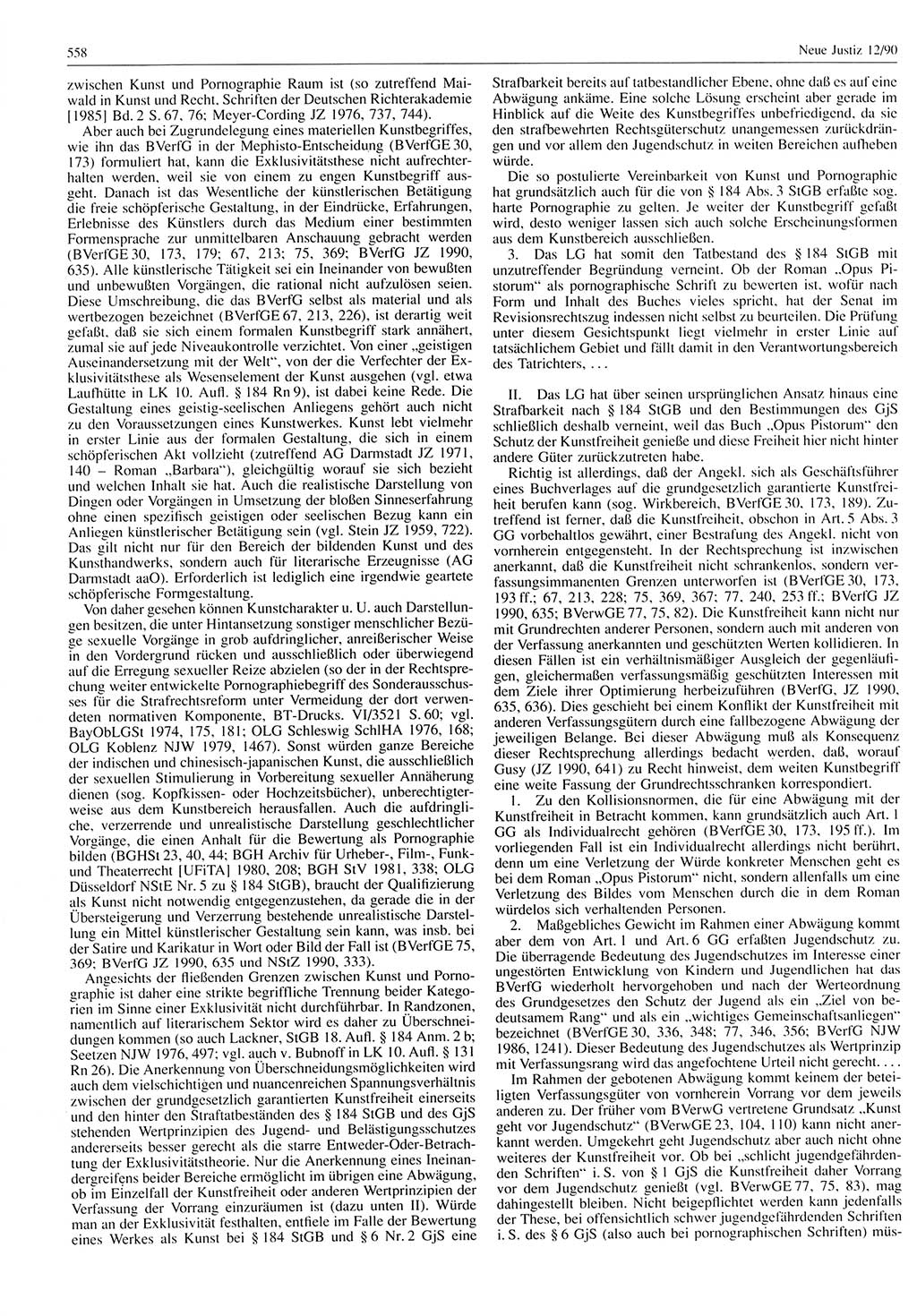 Neue Justiz (NJ), Zeitschrift für Rechtsetzung und Rechtsanwendung [Deutsche Demokratische Republik (DDR)], 44. Jahrgang 1990, Seite 558 (NJ DDR 1990, S. 558)