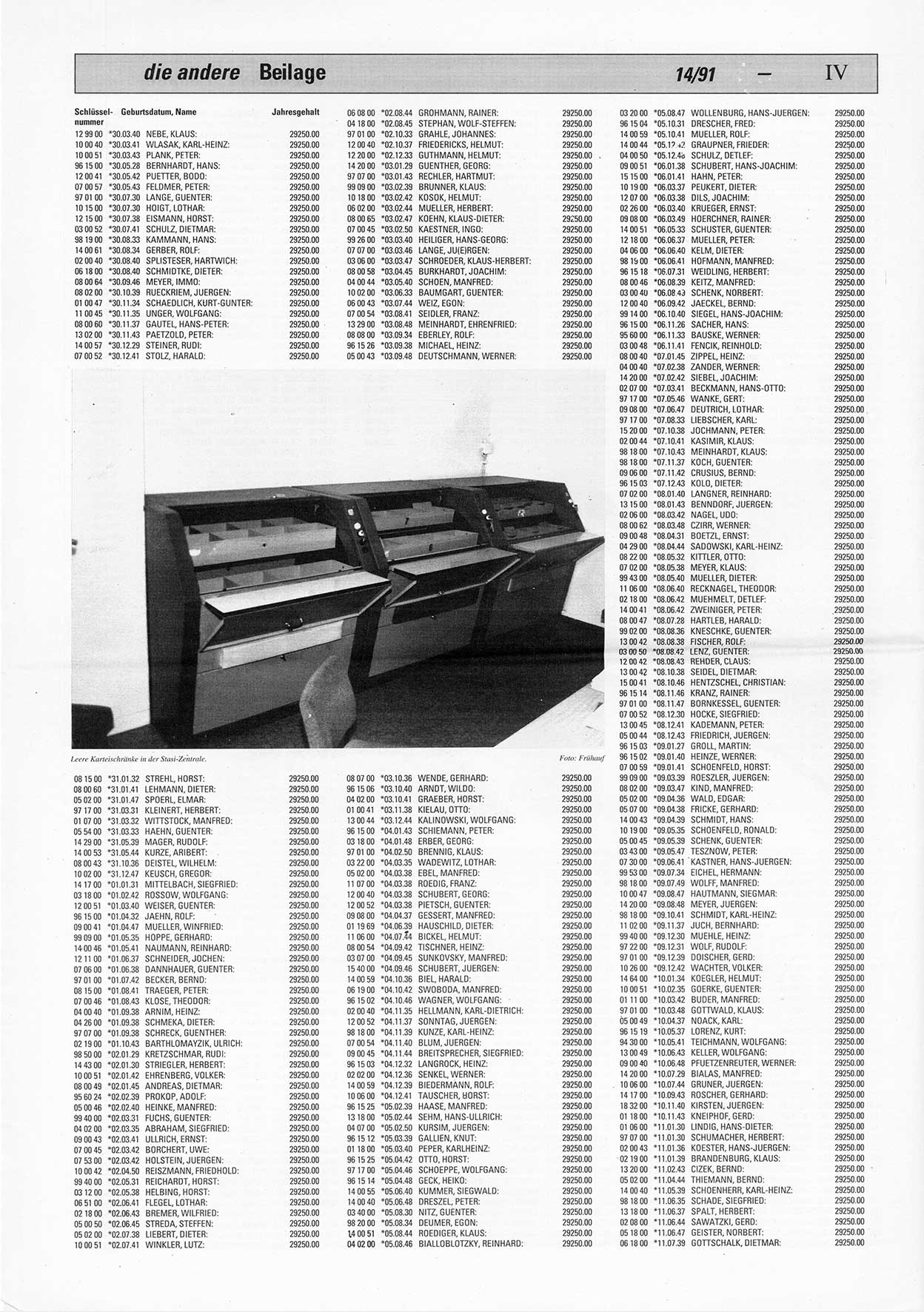 Die Andere, Unabhängige Wochenzeitung für Politik, Kultur und Kunst, Ausgabe 14 vom 3.4.1991, Beilage 5, Seite 4 (And. W.-Zg. Ausg. 14 1991, Beil. S. 4)
