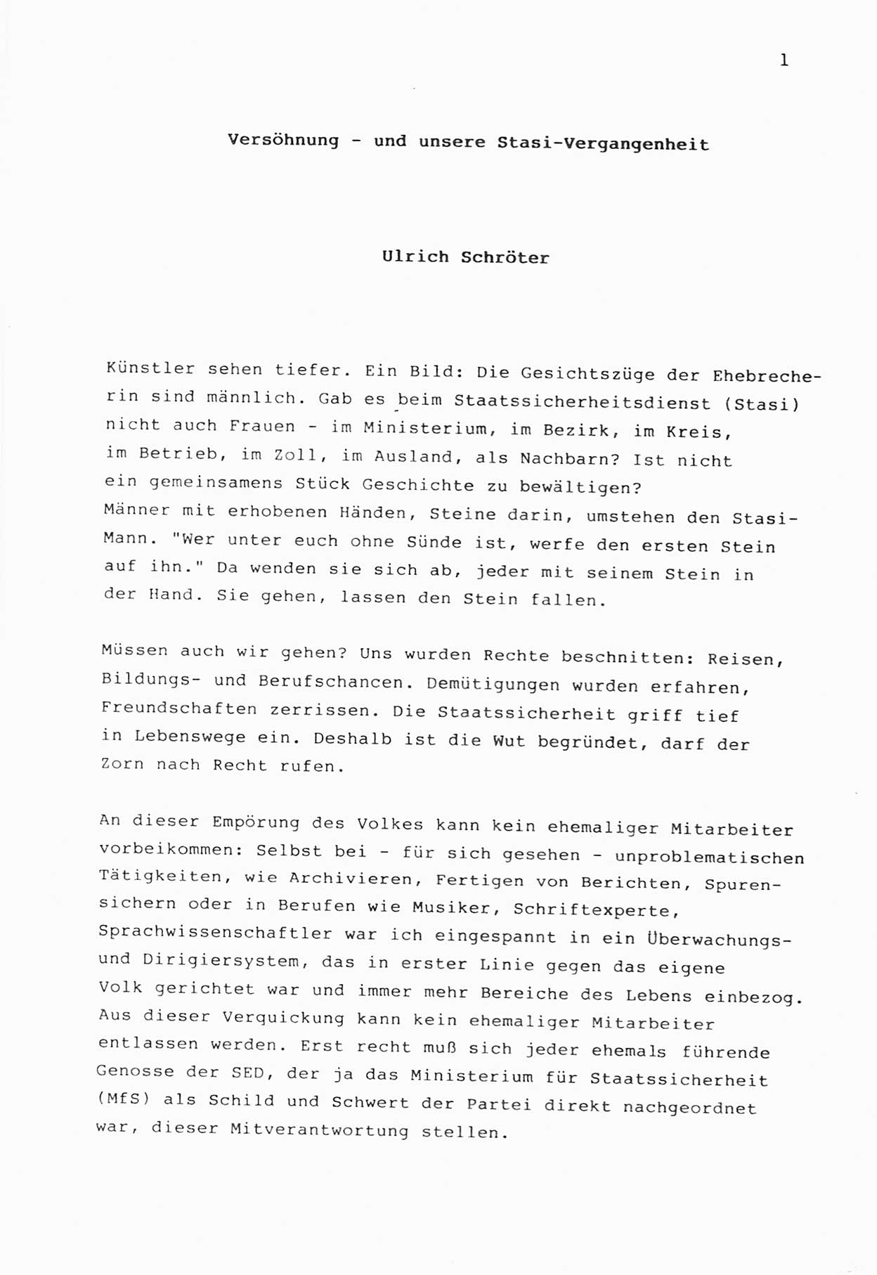 Zwie-Gespräch, Beiträge zur Bewältigung der Stasi-Vergangenheit [Deutsche Demokratische Republik (DDR)], Ausgabe Nr. 1, Berlin 1991, Seite 1 (Zwie-Gespr. Ausg. 1 1991, S. 1)