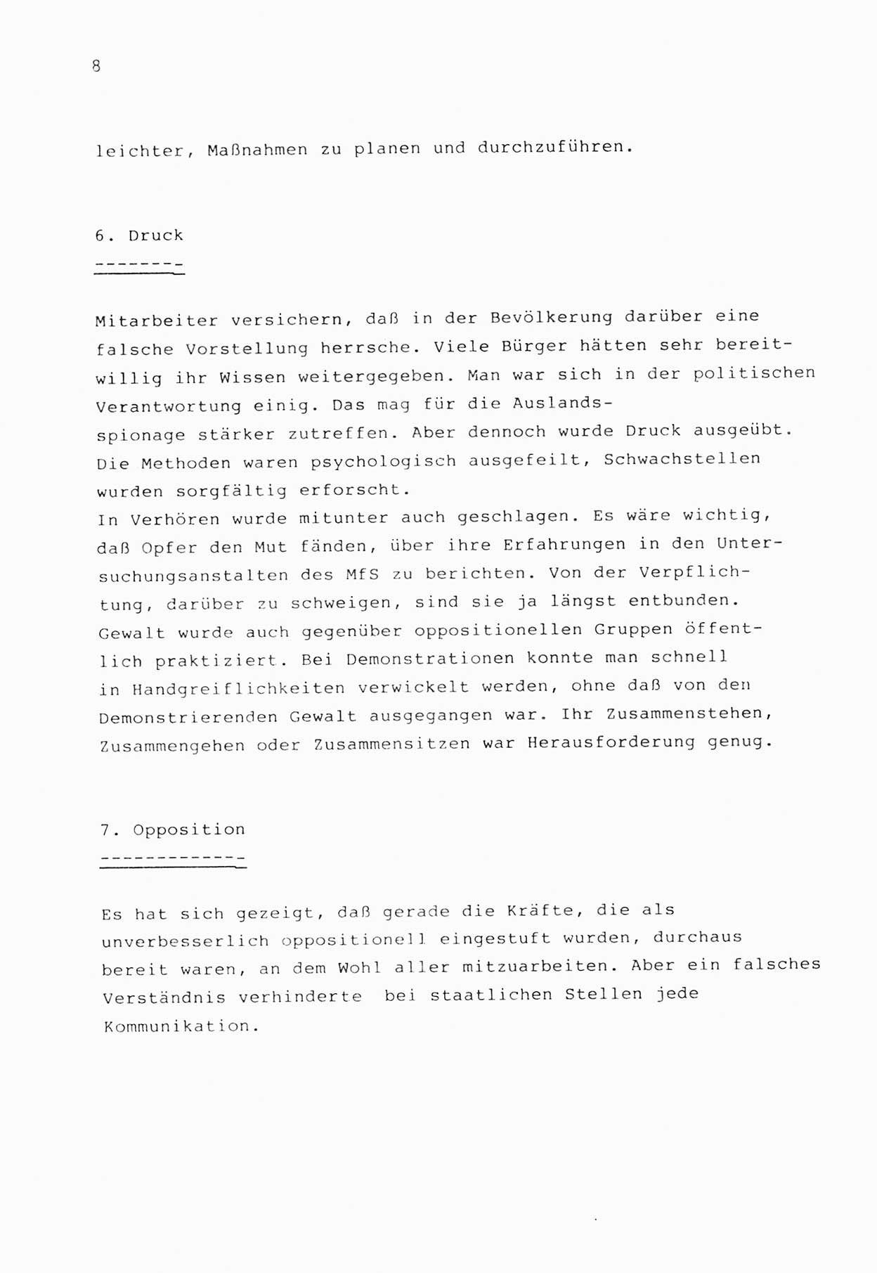 Zwie-Gespräch, Beiträge zur Bewältigung der Stasi-Vergangenheit [Deutsche Demokratische Republik (DDR)], Ausgabe Nr. 1, Berlin 1991, Seite 8 (Zwie-Gespr. Ausg. 1 1991, S. 8)