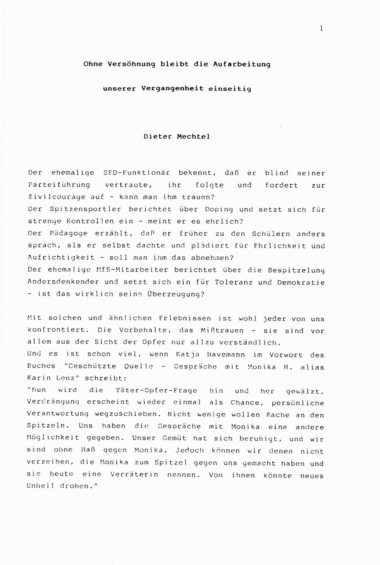 Zwie-Gespräch, Beiträge zur Aufarbeitung der Stasi-Vergangenheit [Deutsche Demokratische Republik (DDR)], Ausgabe Nr. 2, Berlin 1991, Seite 1 (Zwie-Gespr. Ausg. 2 1991, S. 1)