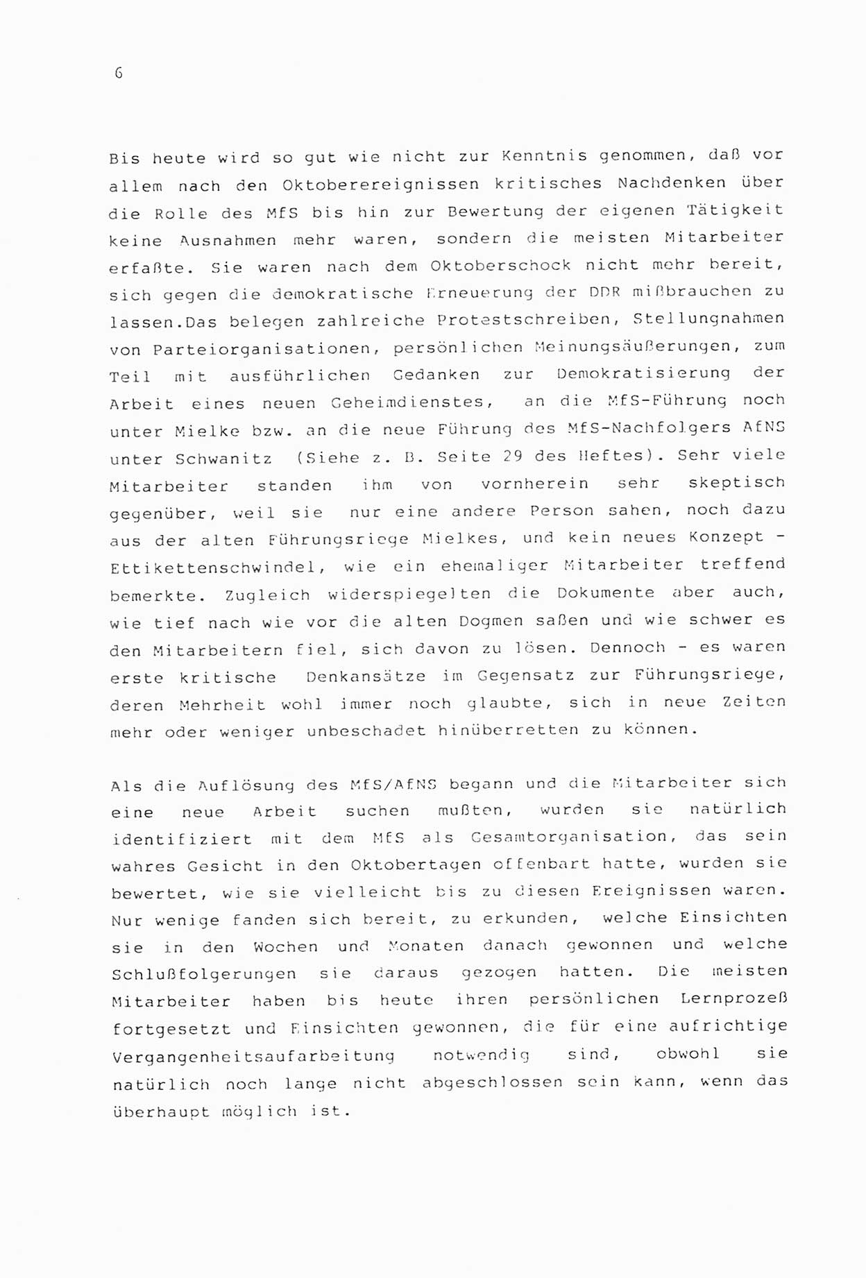Zwie-Gespräch, Beiträge zur Aufarbeitung der Stasi-Vergangenheit [Deutsche Demokratische Republik (DDR)], Ausgabe Nr. 2, Berlin 1991, Seite 6 (Zwie-Gespr. Ausg. 2 1991, S. 6)