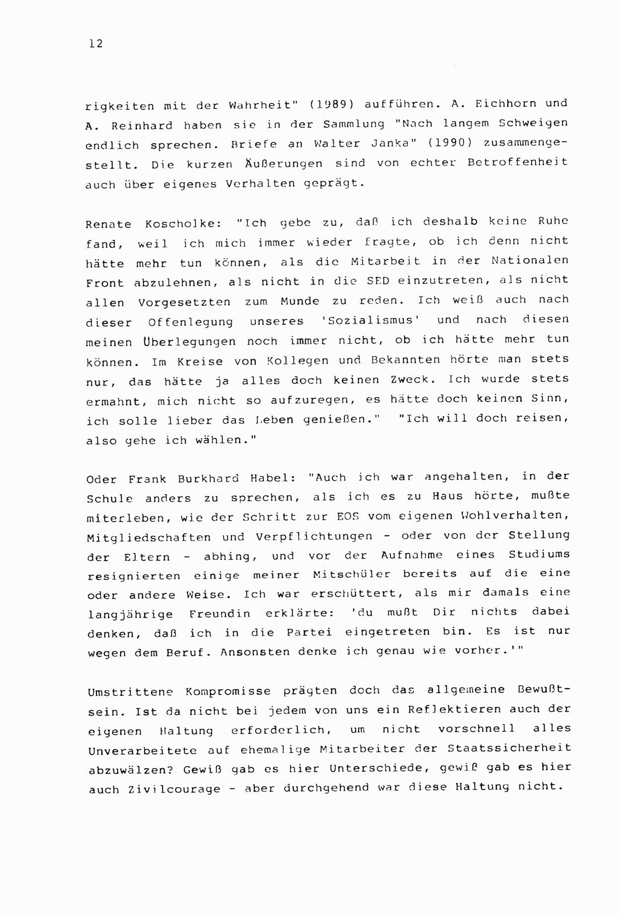 Zwie-Gespräch, Beiträge zur Aufarbeitung der Stasi-Vergangenheit [Deutsche Demokratische Republik (DDR)], Ausgabe Nr. 2, Berlin 1991, Seite 12 (Zwie-Gespr. Ausg. 2 1991, S. 12)