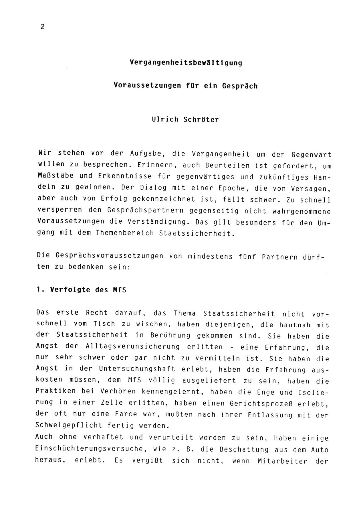 Zwie-Gespräch, Beiträge zur Aufarbeitung der Stasi-Vergangenheit [Deutsche Demokratische Republik (DDR)], Ausgabe Nr. 3, Berlin 1991, Seite 2 (Zwie-Gespr. Ausg. 3 1991, S. 2)