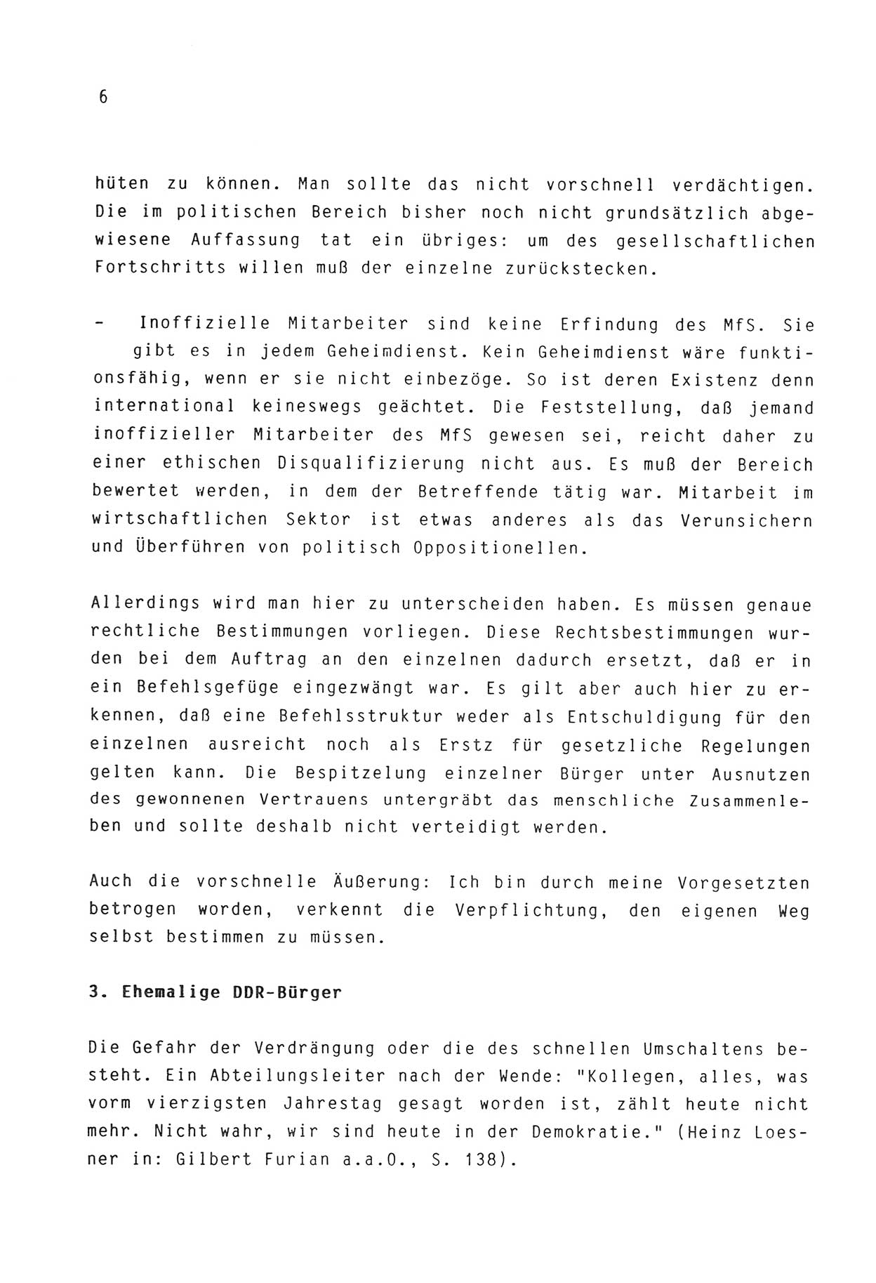 Zwie-Gespräch, Beiträge zur Aufarbeitung der Stasi-Vergangenheit [Deutsche Demokratische Republik (DDR)], Ausgabe Nr. 3, Berlin 1991, Seite 6 (Zwie-Gespr. Ausg. 3 1991, S. 6)