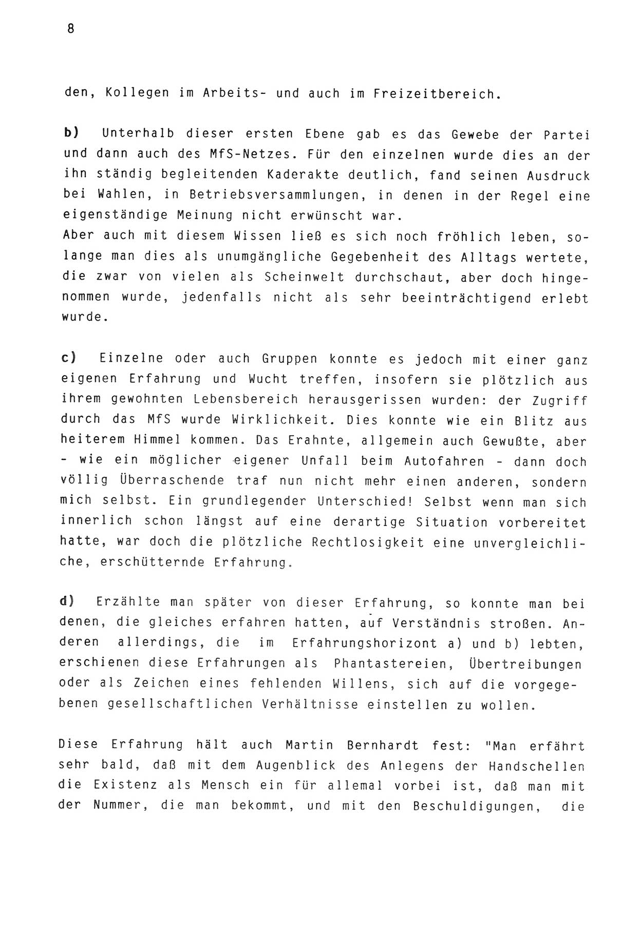 Zwie-Gespräch, Beiträge zur Aufarbeitung der Stasi-Vergangenheit [Deutsche Demokratische Republik (DDR)], Ausgabe Nr. 3, Berlin 1991, Seite 8 (Zwie-Gespr. Ausg. 3 1991, S. 8)