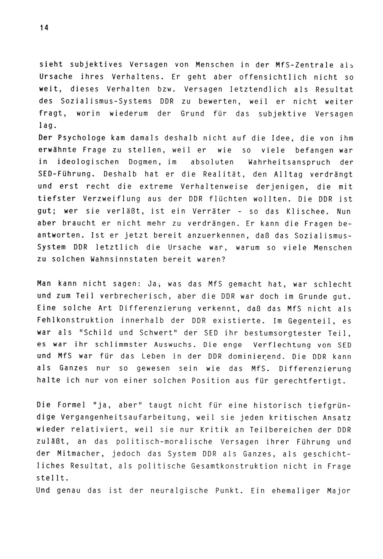 Zwie-Gespräch, Beiträge zur Aufarbeitung der Stasi-Vergangenheit [Deutsche Demokratische Republik (DDR)], Ausgabe Nr. 3, Berlin 1991, Seite 14 (Zwie-Gespr. Ausg. 3 1991, S. 14)