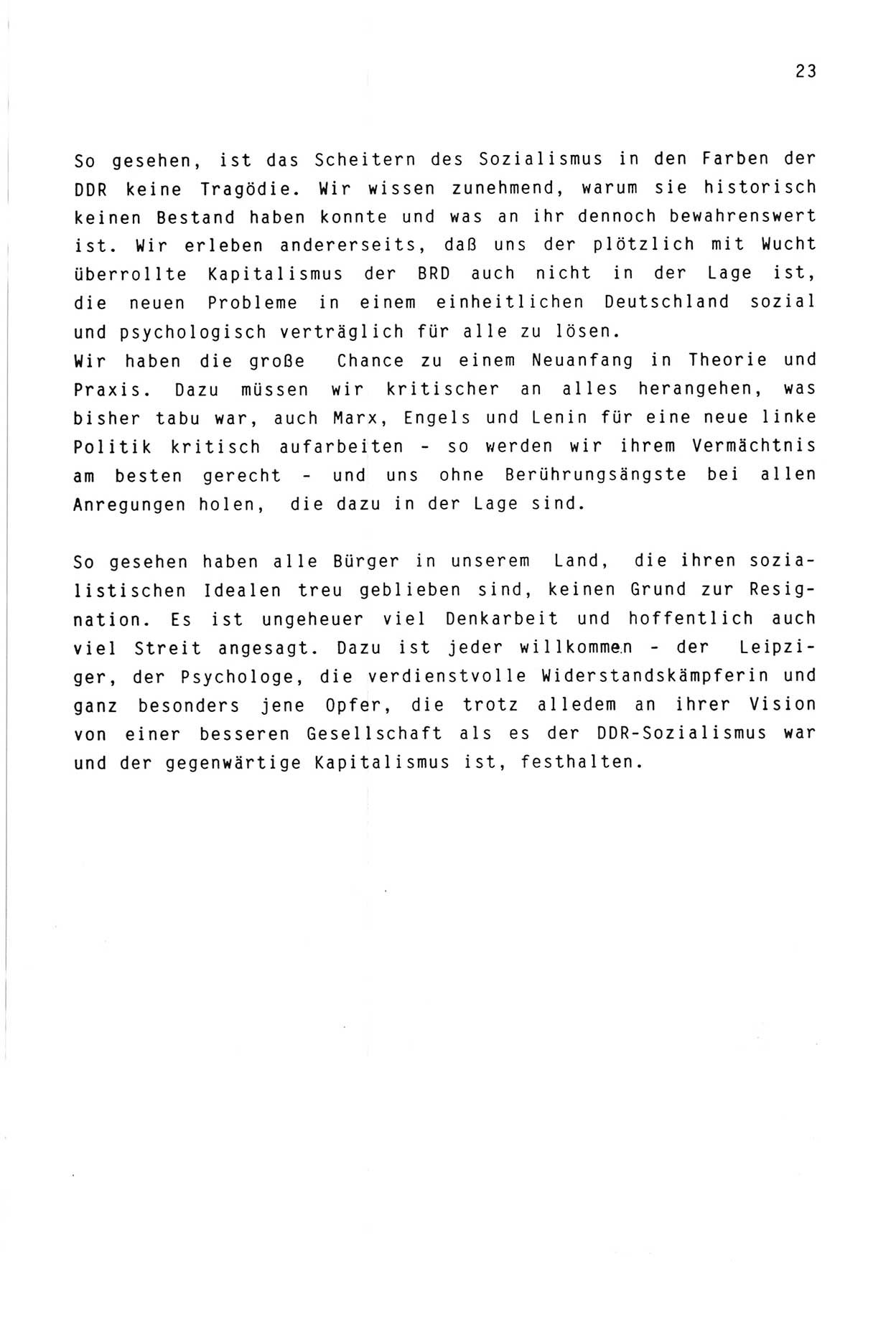 Zwie-Gespräch, Beiträge zur Aufarbeitung der Stasi-Vergangenheit [Deutsche Demokratische Republik (DDR)], Ausgabe Nr. 3, Berlin 1991, Seite 23 (Zwie-Gespr. Ausg. 3 1991, S. 23)