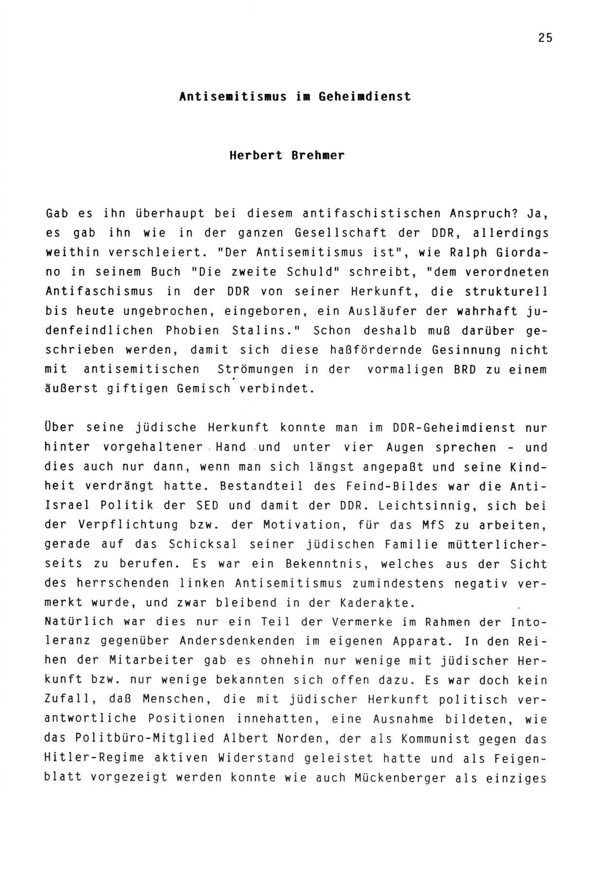 Zwie-Gespräch, Beiträge zur Aufarbeitung der Stasi-Vergangenheit [Deutsche Demokratische Republik (DDR)], Ausgabe Nr. 3, Berlin 1991, Seite 25 (Zwie-Gespr. Ausg. 3 1991, S. 25)