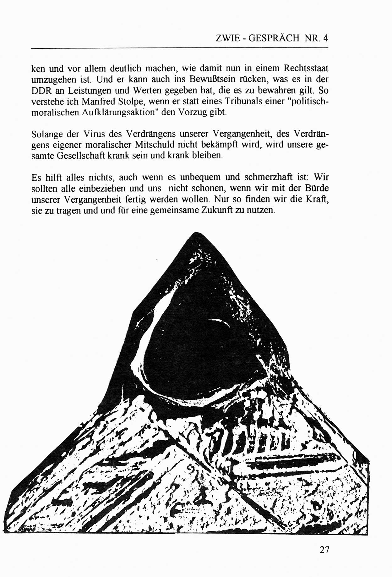 Zwie-Gespräch, Beiträge zur Aufarbeitung der Stasi-Vergangenheit [Deutsche Demokratische Republik (DDR)], Ausgabe Nr. 4, Berlin 1991, Seite 27 (Zwie-Gespr. Ausg. 4 1991, S. 27)