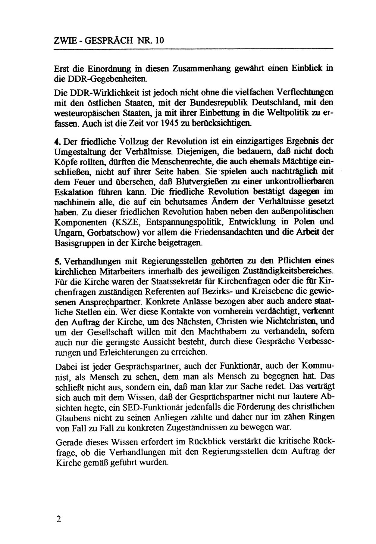Zwie-Gespräch, Beiträge zur Aufarbeitung der Staatssicherheits-Vergangenheit [Deutsche Demokratische Republik (DDR)], Ausgabe Nr. 10, Berlin 1992, Seite 2 (Zwie-Gespr. Ausg. 10 1992, S. 2)