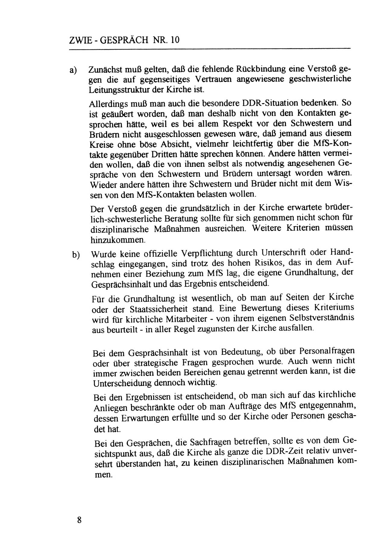 Zwie-Gespräch, Beiträge zur Aufarbeitung der Staatssicherheits-Vergangenheit [Deutsche Demokratische Republik (DDR)], Ausgabe Nr. 10, Berlin 1992, Seite 8 (Zwie-Gespr. Ausg. 10 1992, S. 8)