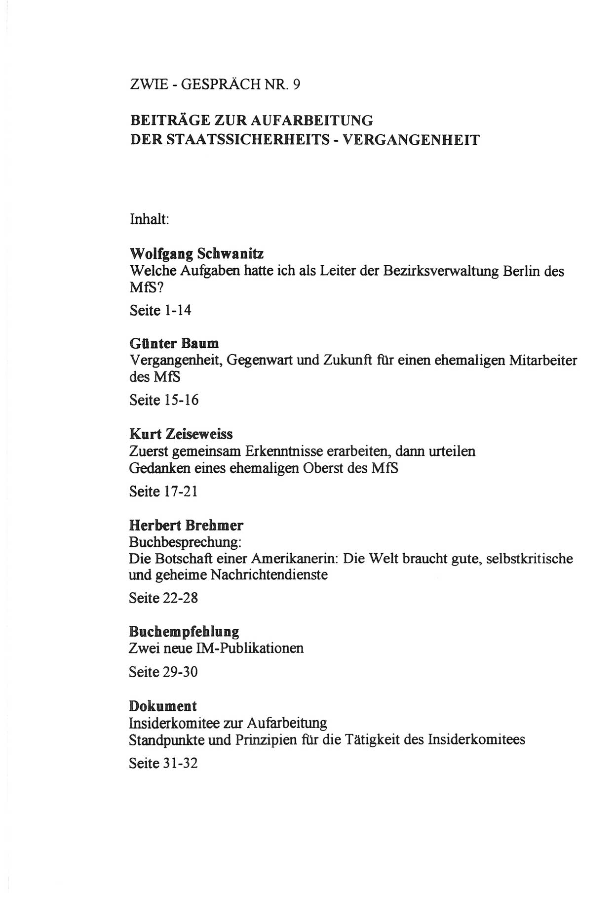 Zwie-Gespräch, Beiträge zur Aufarbeitung der Staatssicherheits-Vergangenheit [Deutsche Demokratische Republik (DDR)], Ausgabe Nr. 9, Berlin 1992, Seite 33 (Zwie-Gespr. Ausg. 9 1992, S. 33)