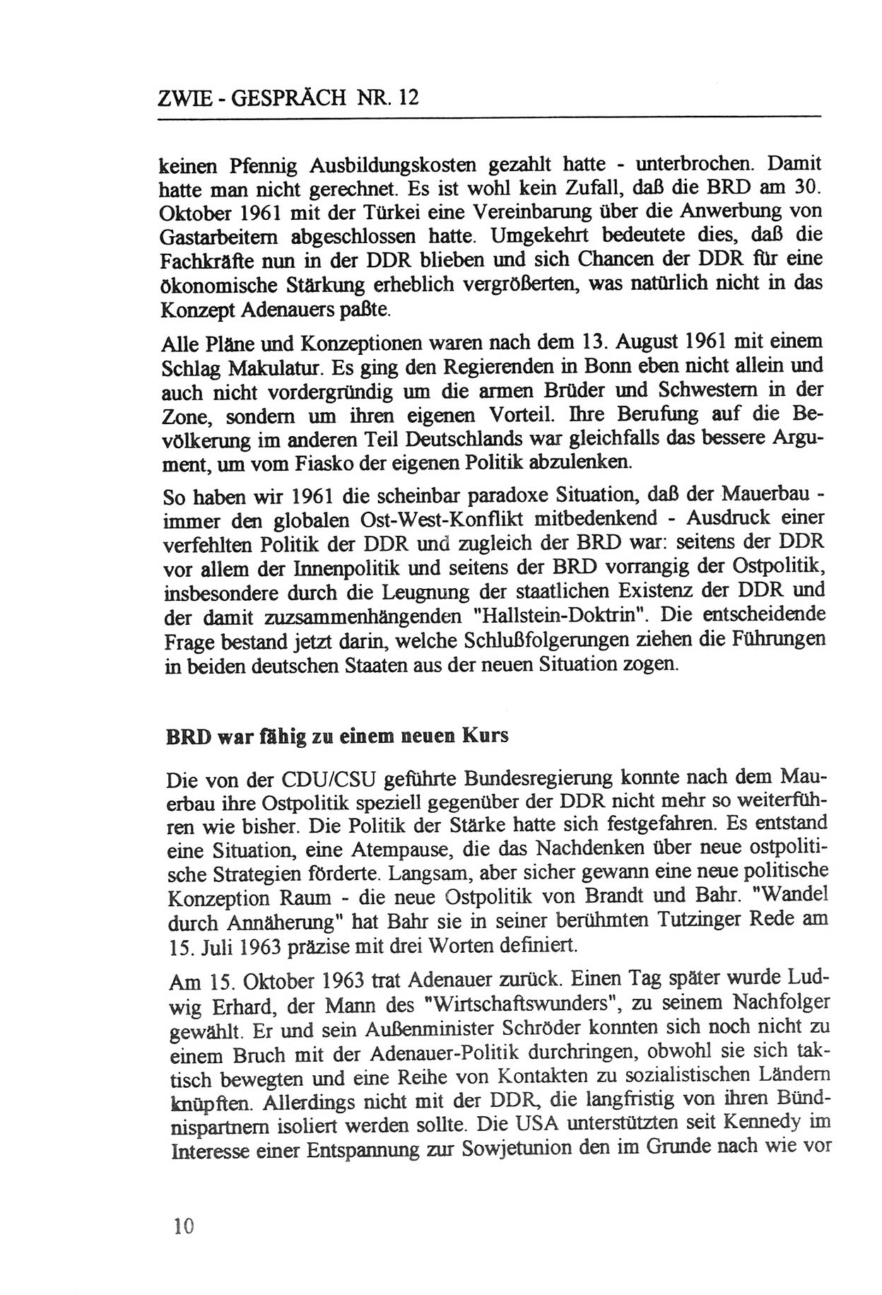 Zwie-Gespräch, Beiträge zur Aufarbeitung der Staatssicherheits-Vergangenheit [Deutsche Demokratische Republik (DDR)], Ausgabe Nr. 12, Berlin 1993, Seite 10 (Zwie-Gespr. Ausg. 12 1993, S. 10)