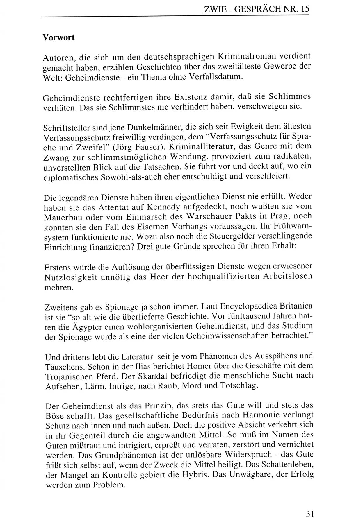 Zwie-Gespräch, Beiträge zur Aufarbeitung der Staatssicherheits-Vergangenheit [Deutsche Demokratische Republik (DDR)], Ausgabe Nr. 15, Berlin 1993, Seite 31 (Zwie-Gespr. Ausg. 15 1993, S. 31)