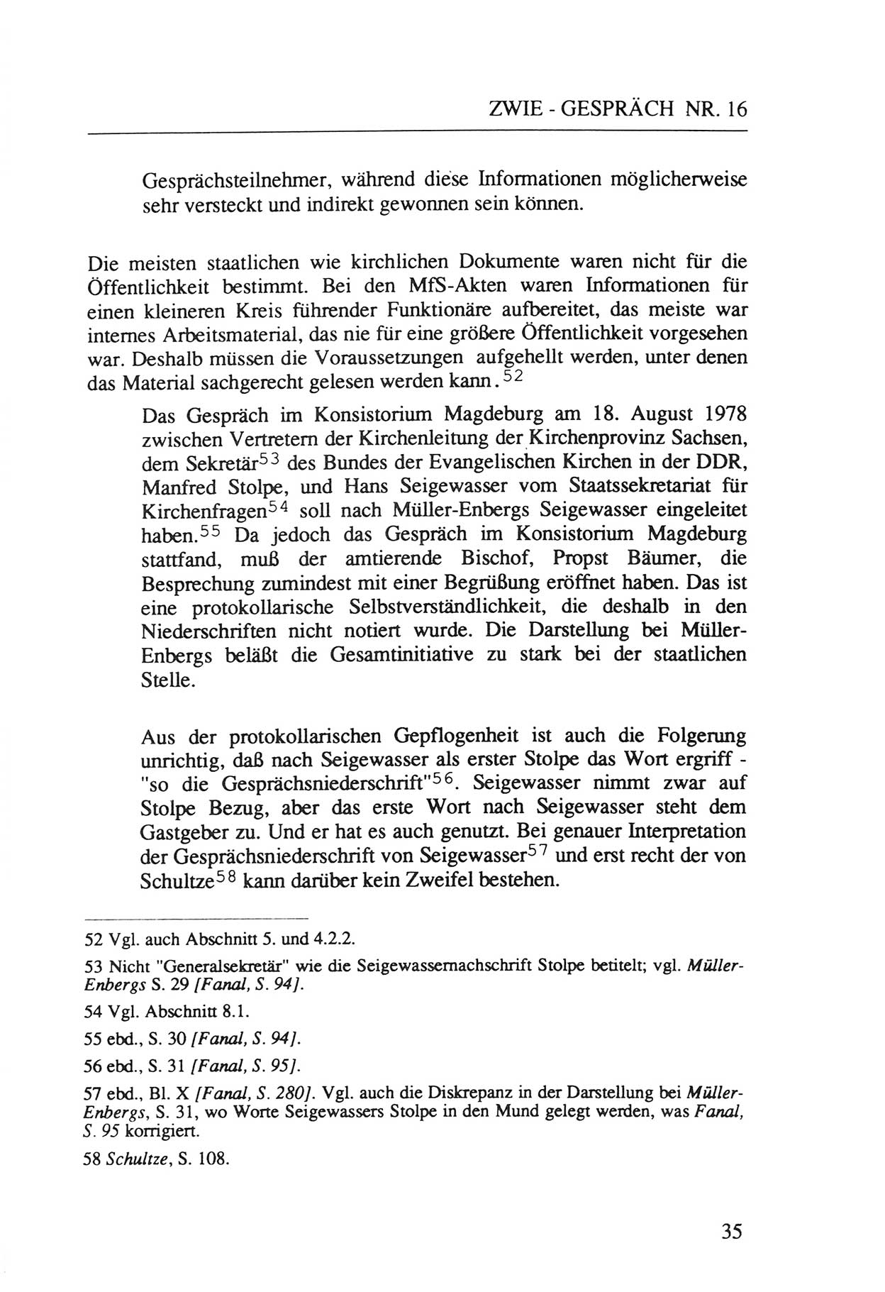 Zwie-Gespräch, Beiträge zur Aufarbeitung der Staatssicherheits-Vergangenheit [Deutsche Demokratische Republik (DDR)], Ausgabe Nr. 16, Berlin 1993, Seite 35 (Zwie-Gespr. Ausg. 16 1993, S. 35)