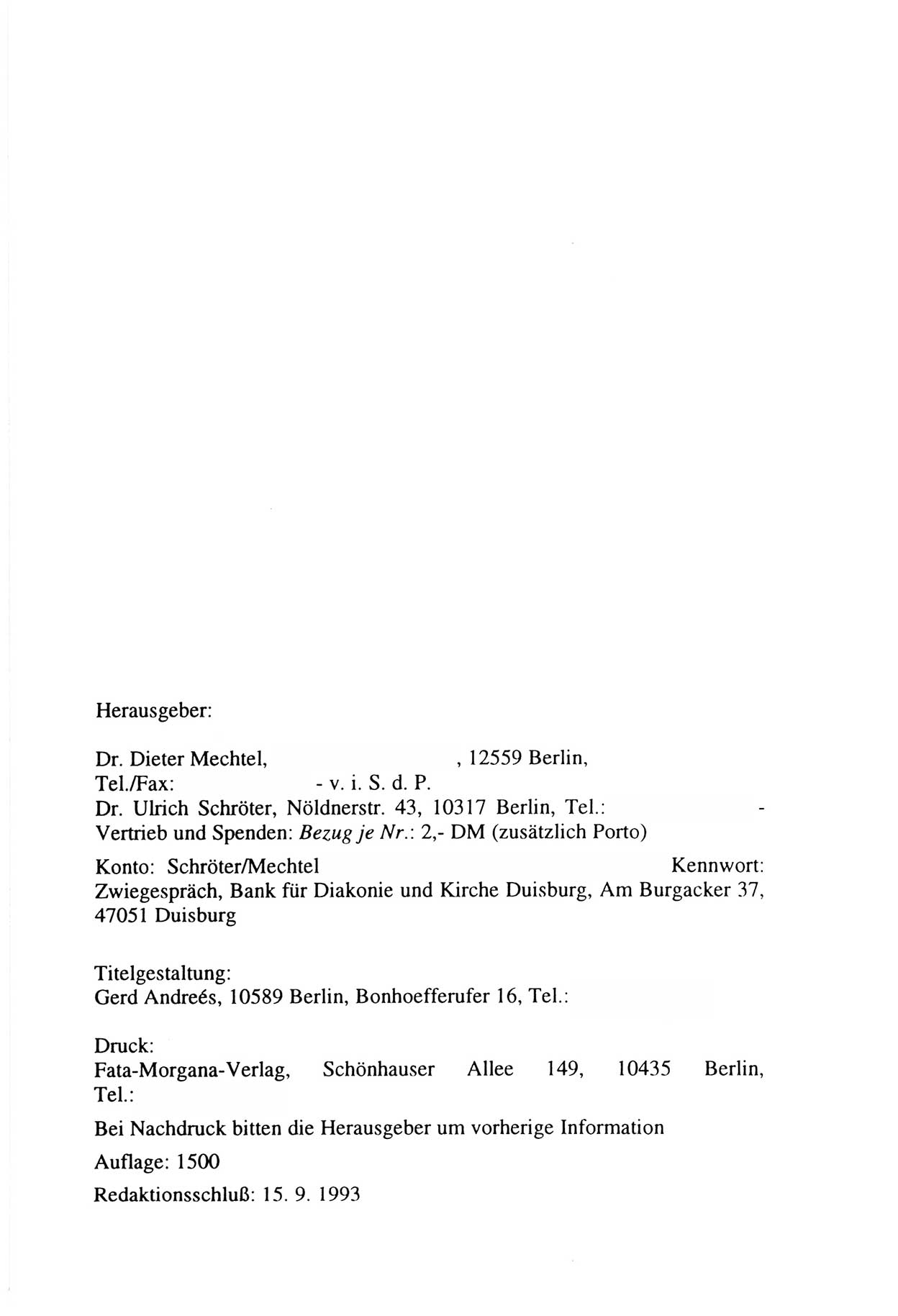 Zwie-Gespräch, Beiträge zur Aufarbeitung der Staatssicherheits-Vergangenheit [Deutsche Demokratische Republik (DDR)], Ausgabe Nr. 16, Berlin 1993, Seite 42 (Zwie-Gespr. Ausg. 16 1993, S. 42)