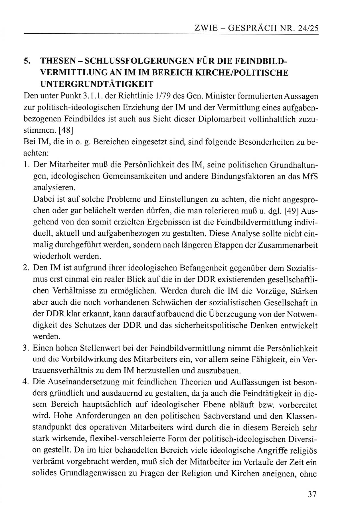 Zwie-Gespräch, Beiträge zum Umgang mit der Staatssicherheits-Vergangenheit [Deutsche Demokratische Republik (DDR)], Ausgabe Nr. 24/25, Berlin 1994, Seite 37 (Zwie-Gespr. Ausg. 24/25 1994, S. 37)