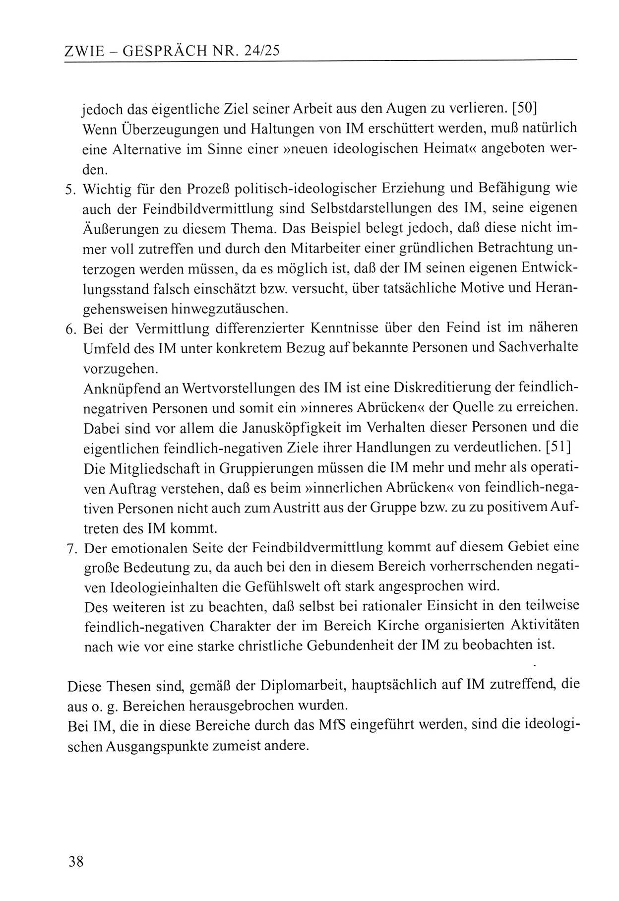 Zwie-Gespräch, Beiträge zum Umgang mit der Staatssicherheits-Vergangenheit [Deutsche Demokratische Republik (DDR)], Ausgabe Nr. 24/25, Berlin 1994, Seite 38 (Zwie-Gespr. Ausg. 24/25 1994, S. 38)